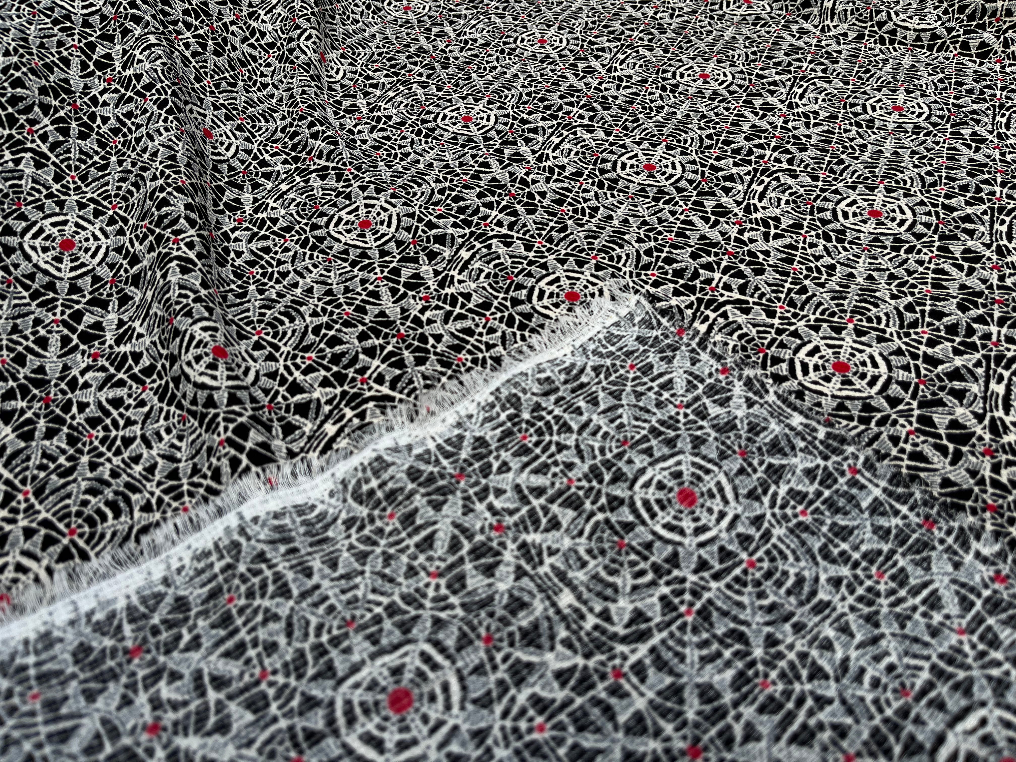 WOOLPEACH MOTIF TOILE D'ARAIGNÉE & POINT ROUGE FOND NOIR - My Little Coupon