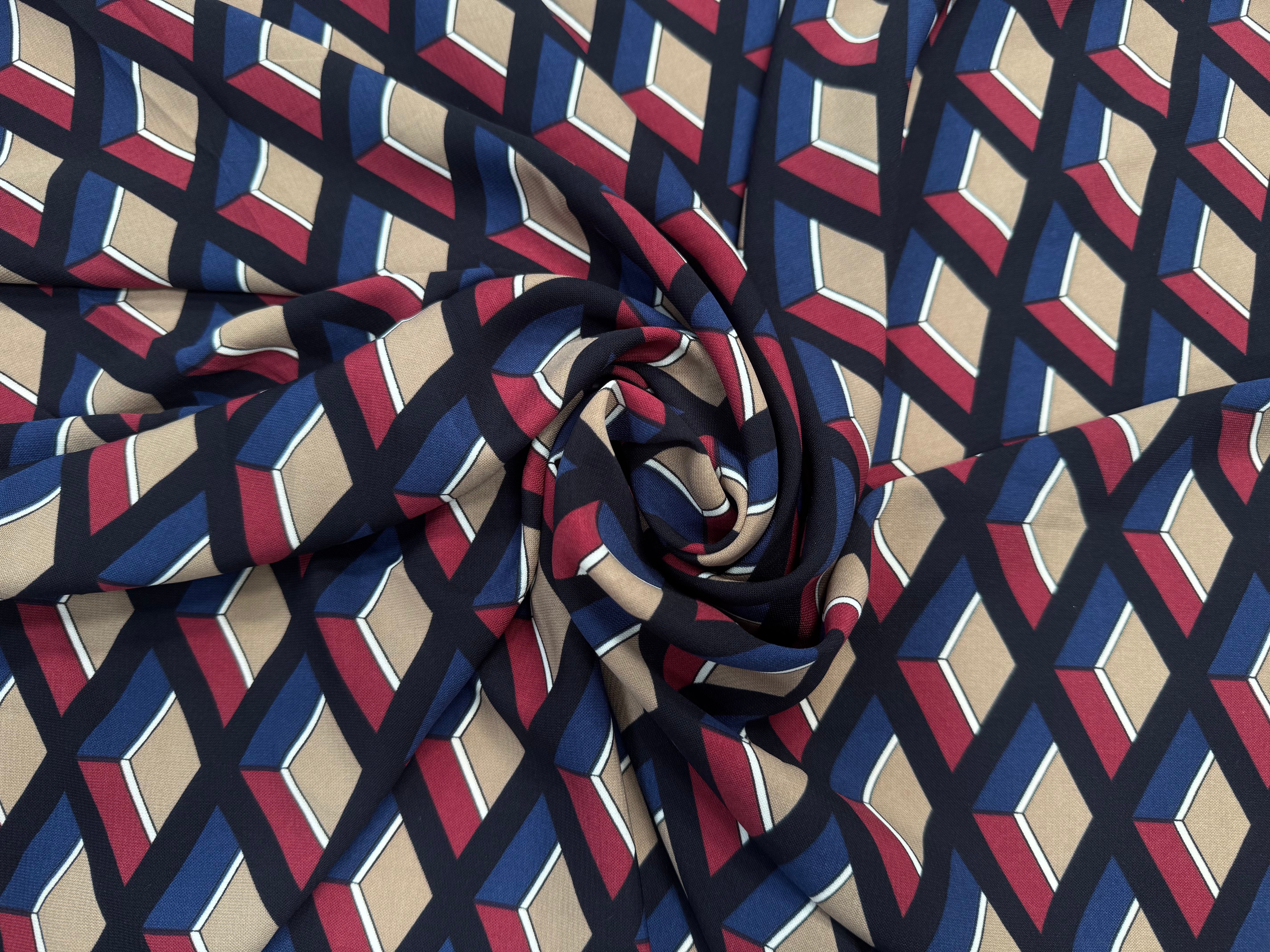 (Chute) WOOLPEACH MOTIFS GEOMÉTRIQUES BLEU ROUGE NOIR - My Little Coupon