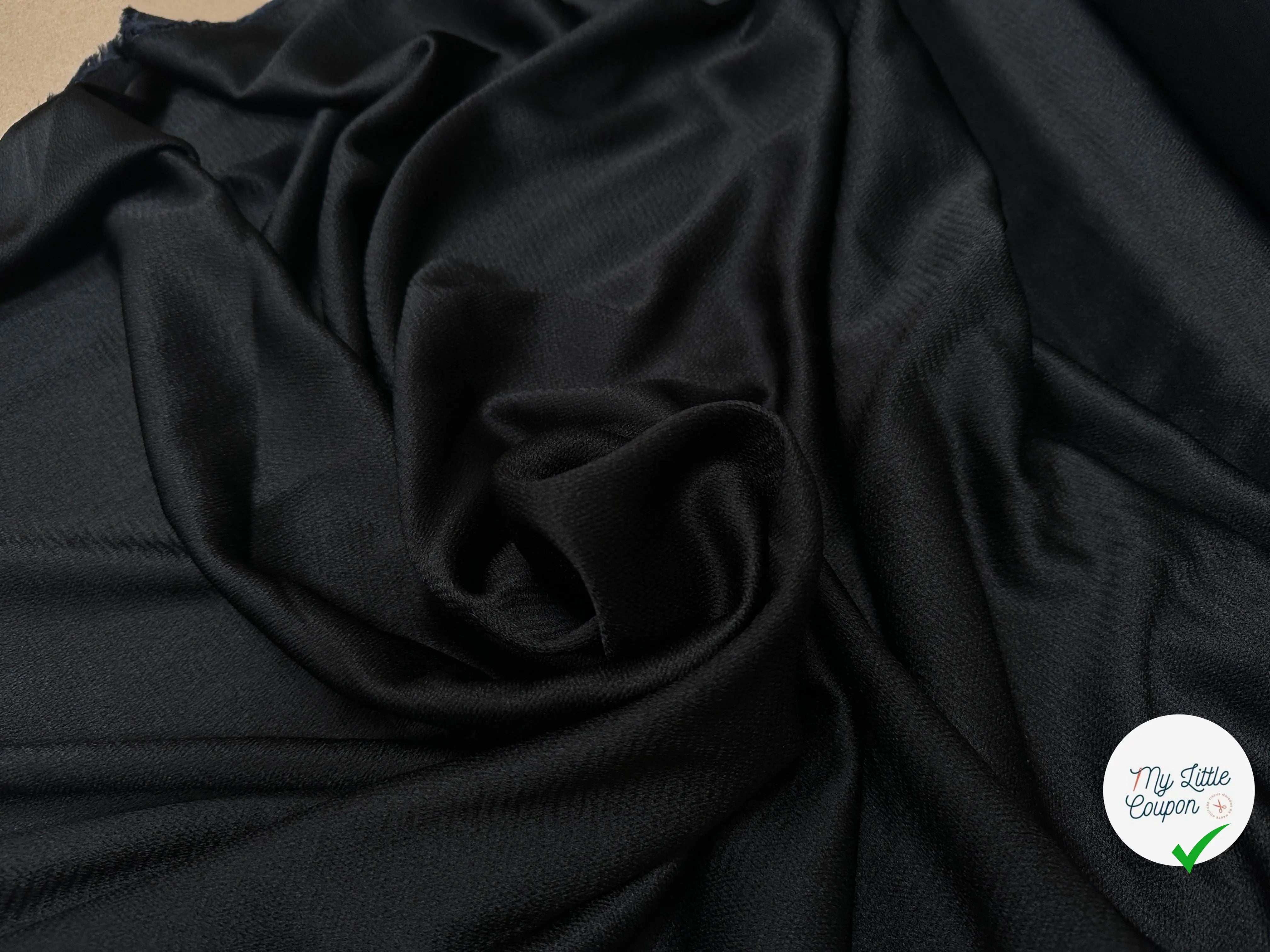 ( chute)CREPE SATIN VISCOSE TEXTURÉE NOIR DE REVE - My Little Coupon