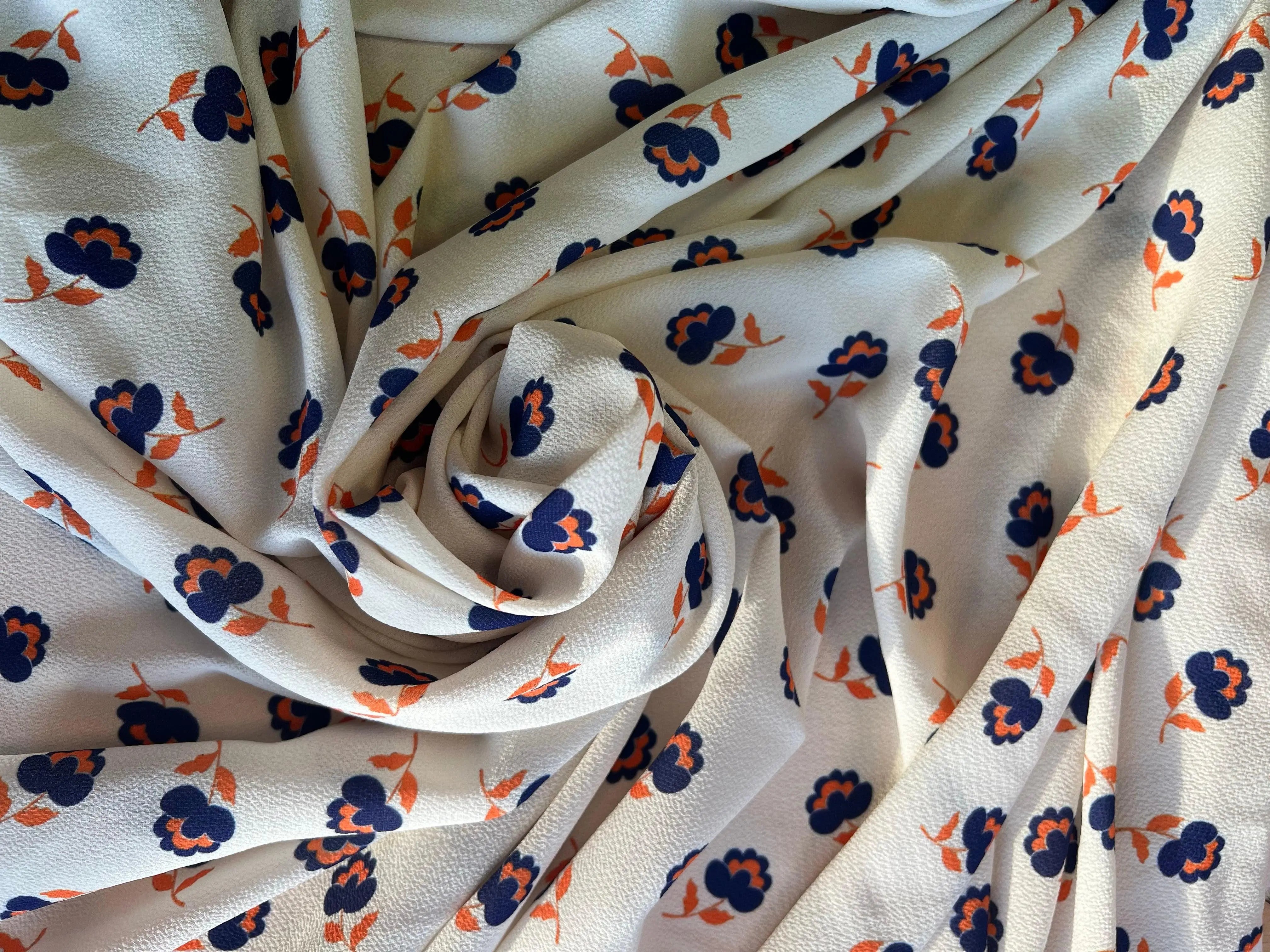CRÊPE IMPRIMÉ FLEURS VINTAGE FOND CRÈME - My Little Coupon - tissu - coudre