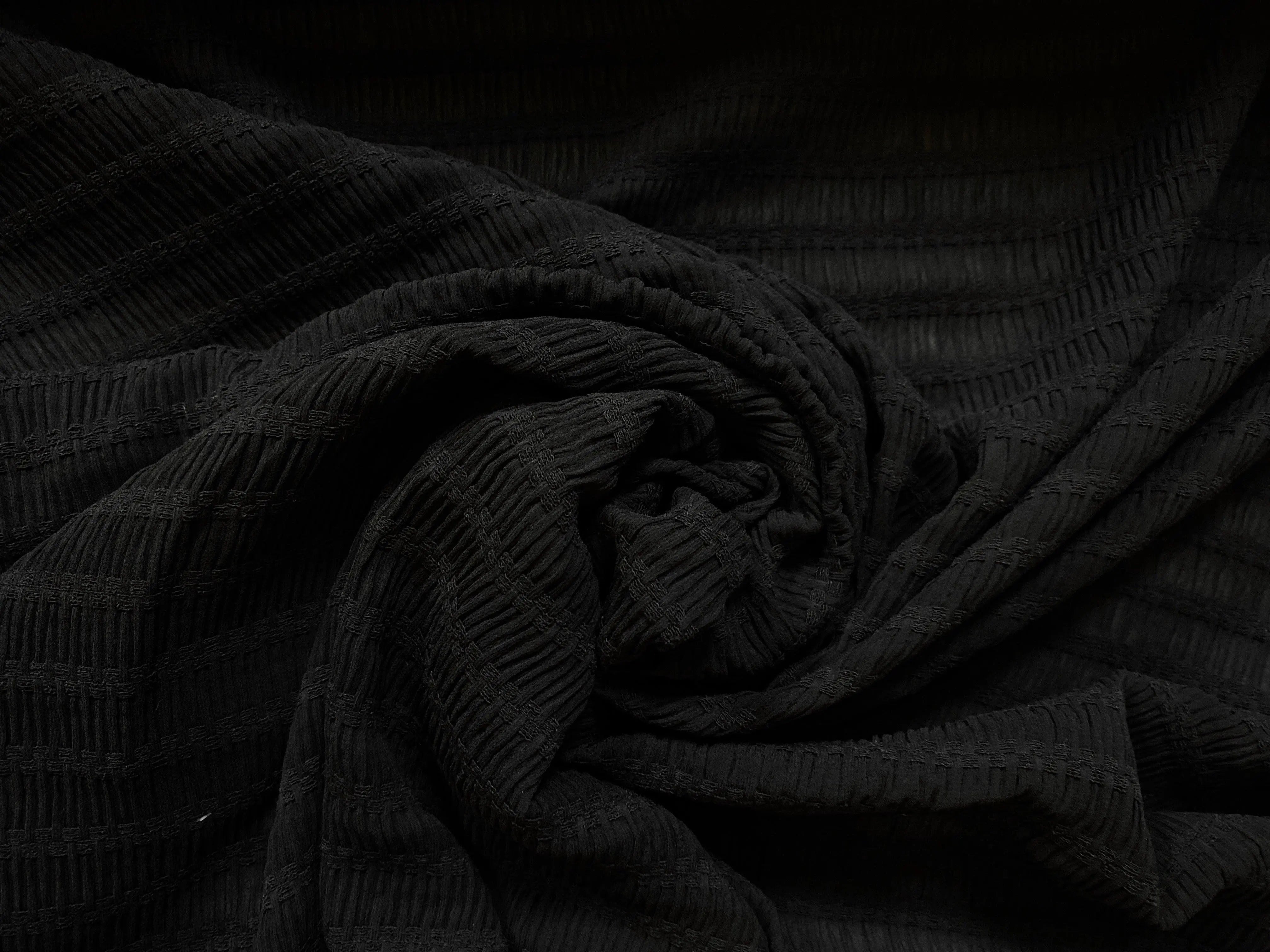 CRÊPON RAYURES HORIZONTALES NOIRE 96%VISCOSE - My Little Coupon - tissu - coudre
