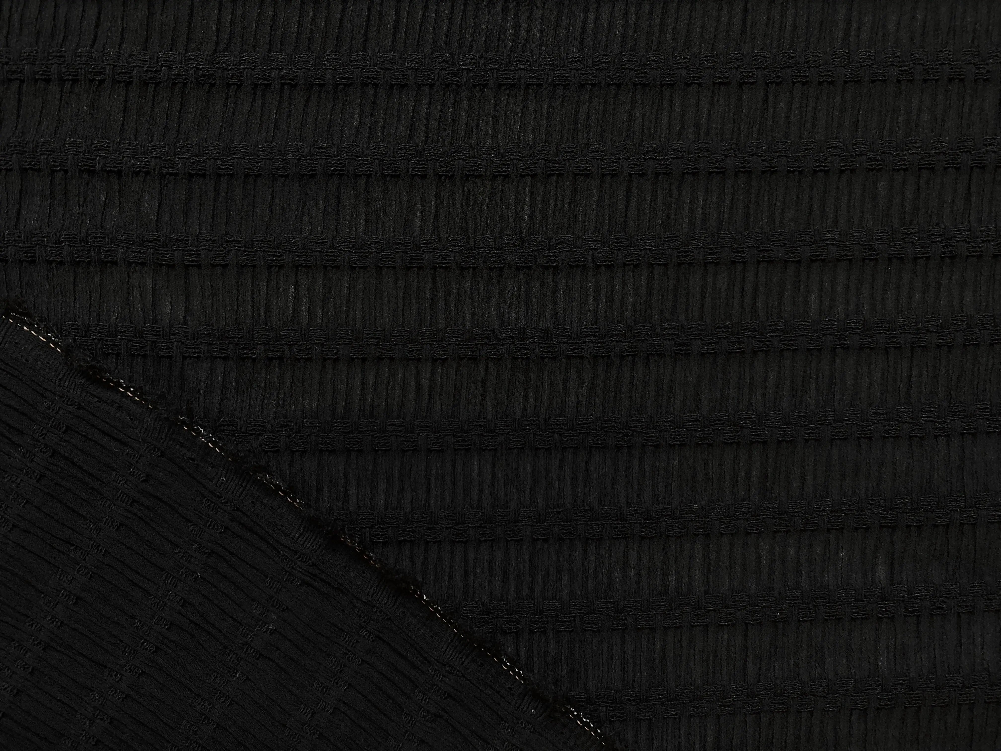 CRÊPON RAYURES HORIZONTALES NOIRE 96%VISCOSE - My Little Coupon - tissu - coudre