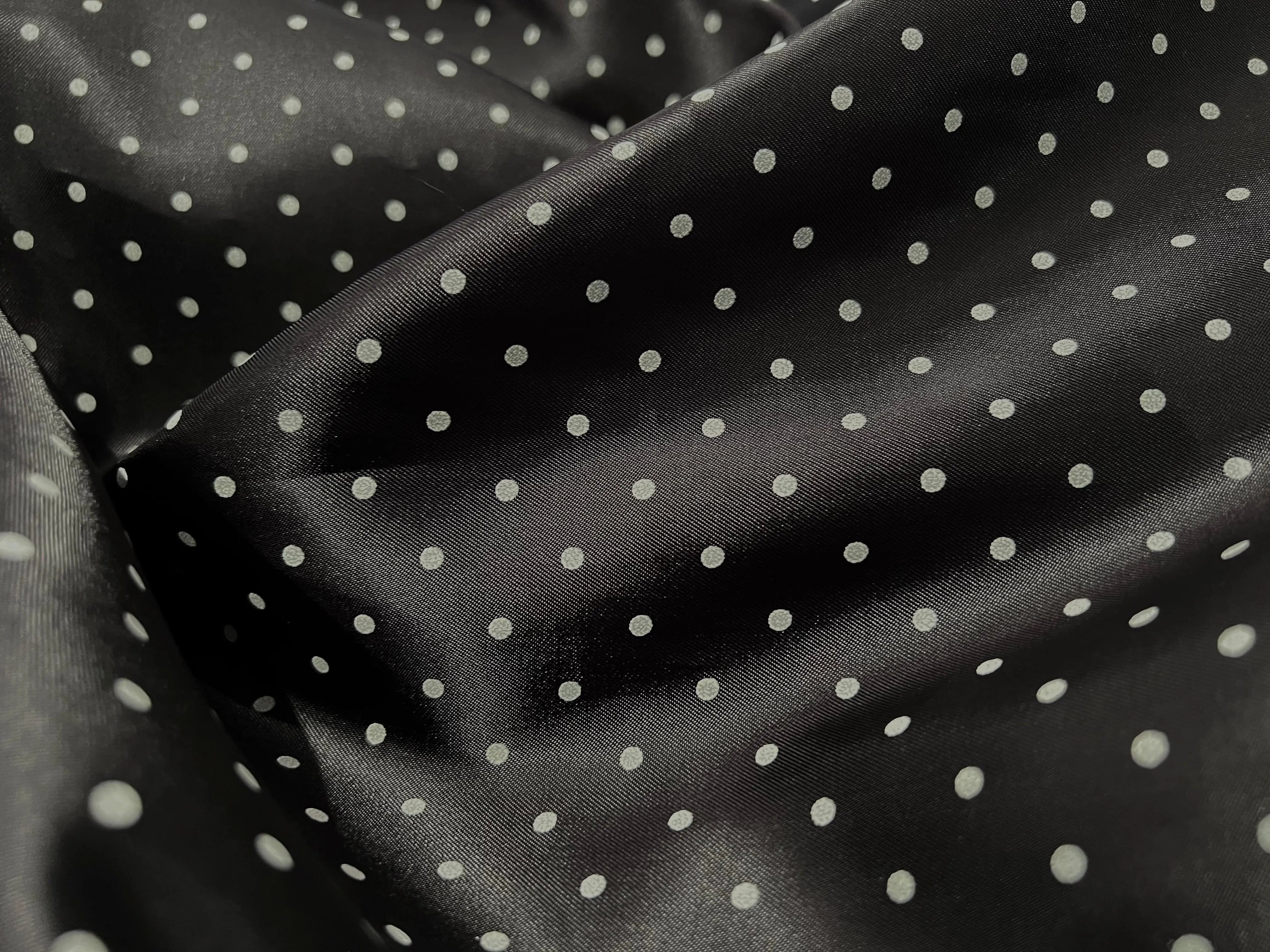 DOUBLURE SATIN 100% VISCOSE NOIRE IMPRIME PETITS POIS - My Little Coupon - tissu - coudre