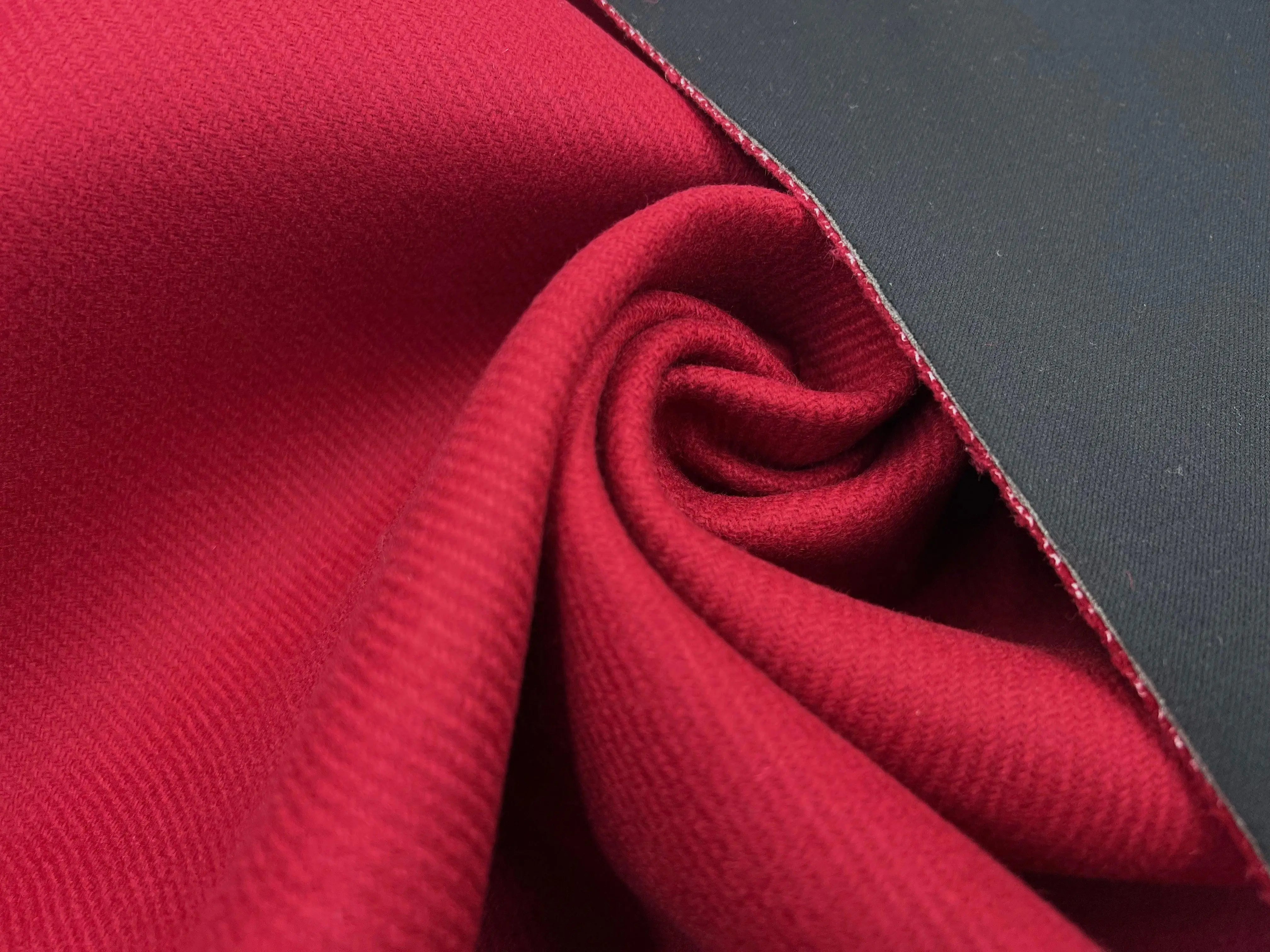 LAINAGE CABAN STRIÉ GROSEILLE CONTRECOLLÉ JERSEY NOIR - My Little Coupon - tissu - coudre
