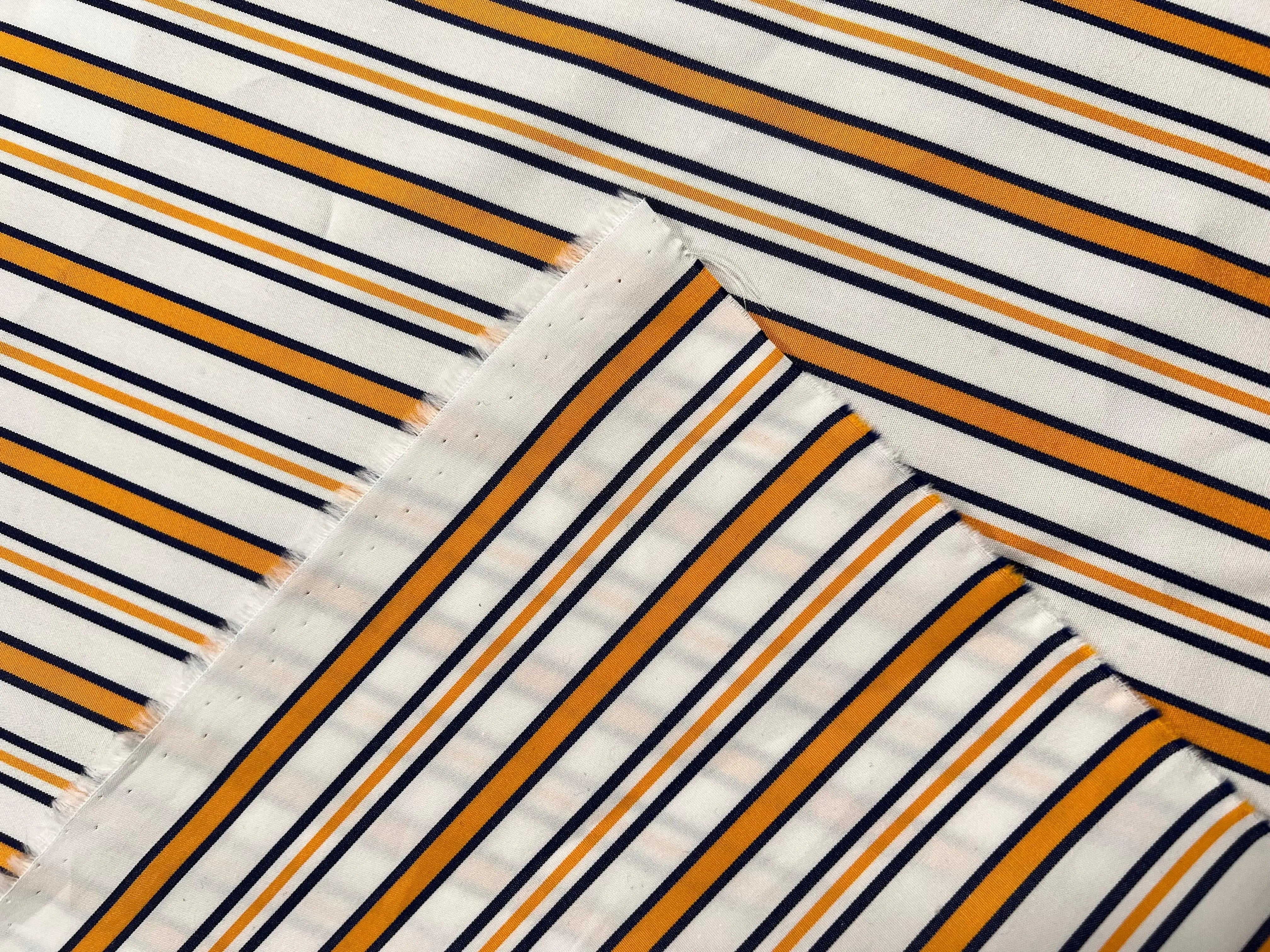 POPELINE DE COTON RAYURES JAUNE & INDIGO - My Little Coupon - tissu - coudre