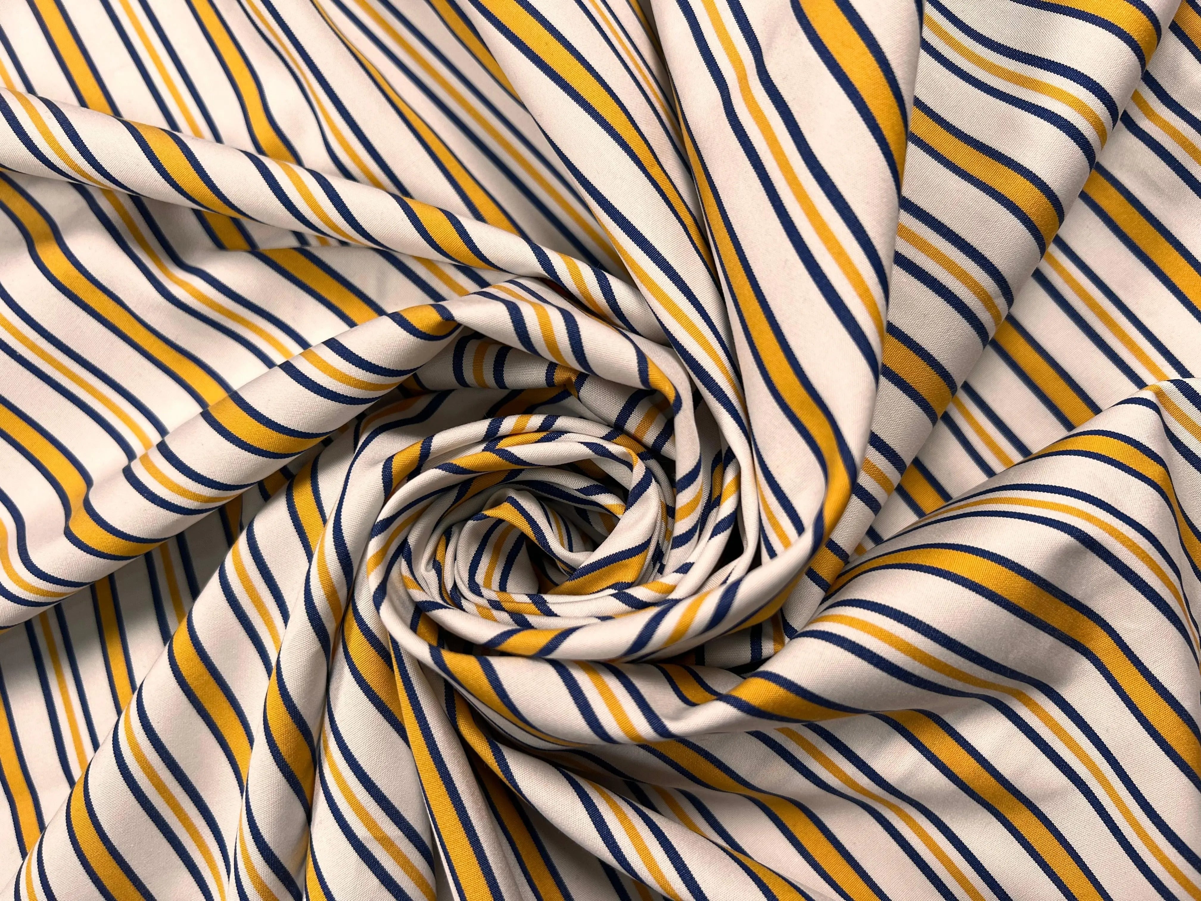 POPELINE DE COTON RAYURES JAUNE & INDIGO - My Little Coupon - tissu - coudre