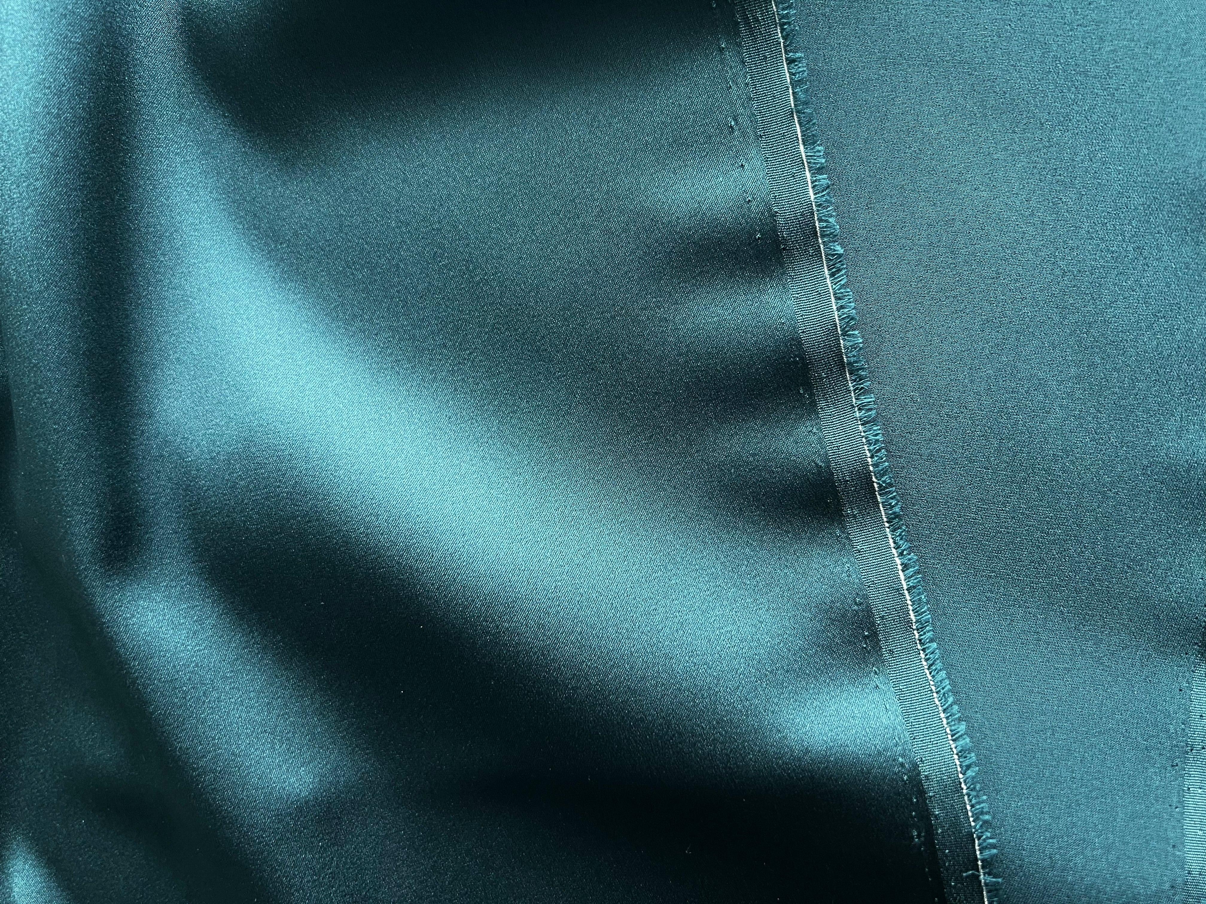 SATIN DE SOIE BLEU SARCELLE D'HIVER - My Little Coupon - tissu - coudre