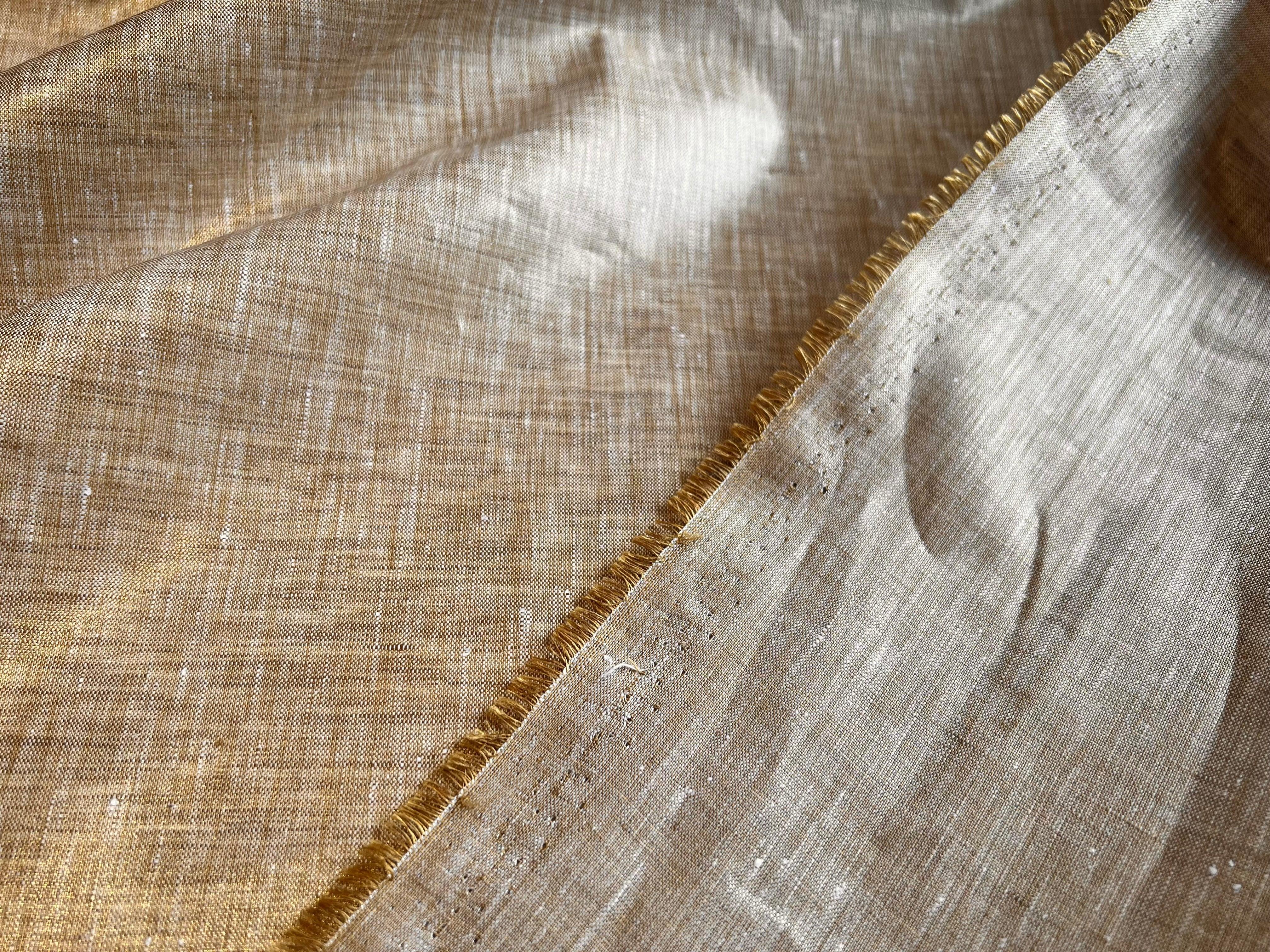 TOILE DE LIN CHINTZÉ COULEUR MUESLI CHINÉ - My Little Coupon - tissu - coudre