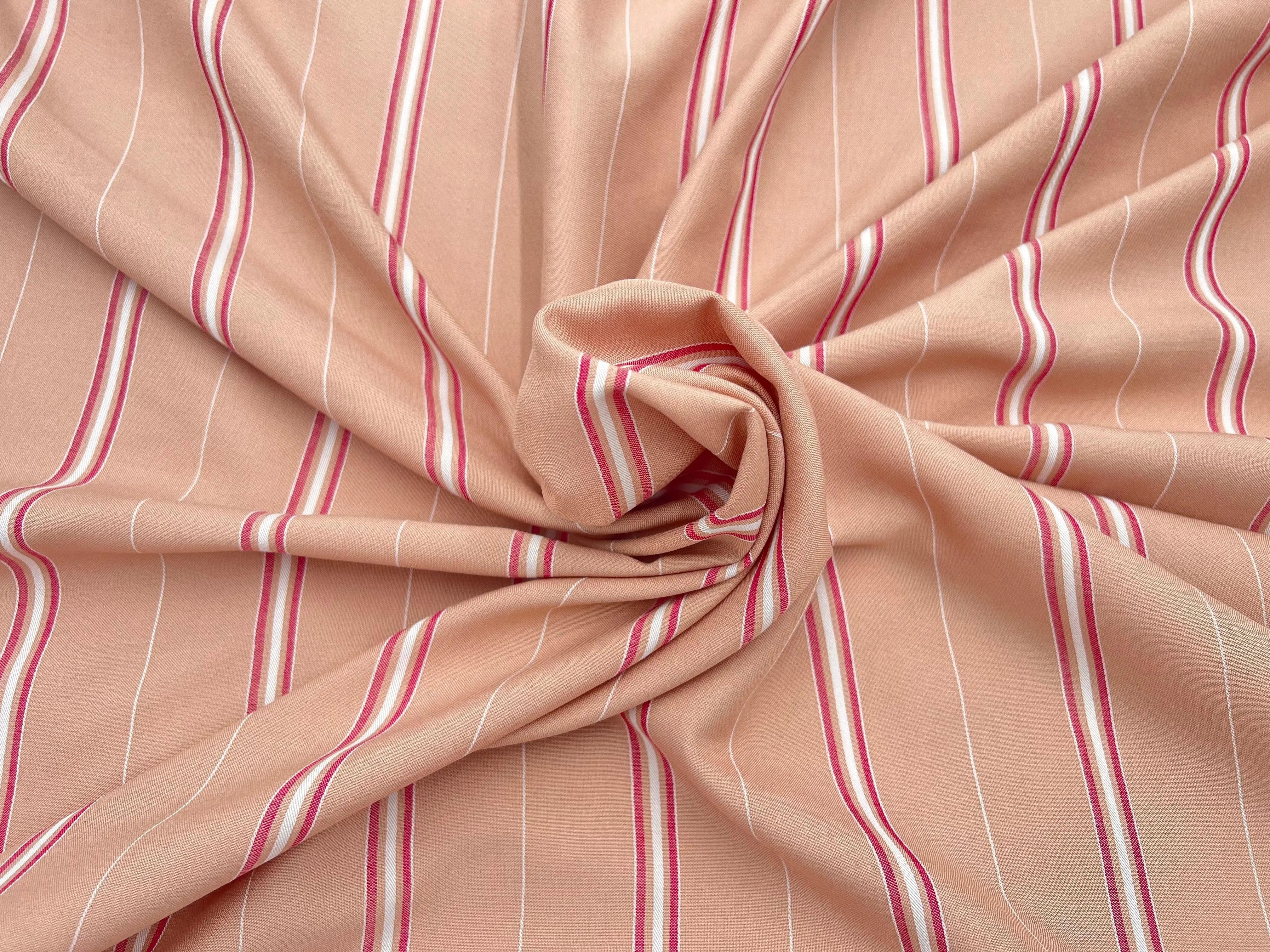 VISCOSE ROSE CHAIR RAYURE ROUGE ET BLANCHE 100% VISCOSE - coupon de 3 mètres - My Little Coupon - tissu - coudre