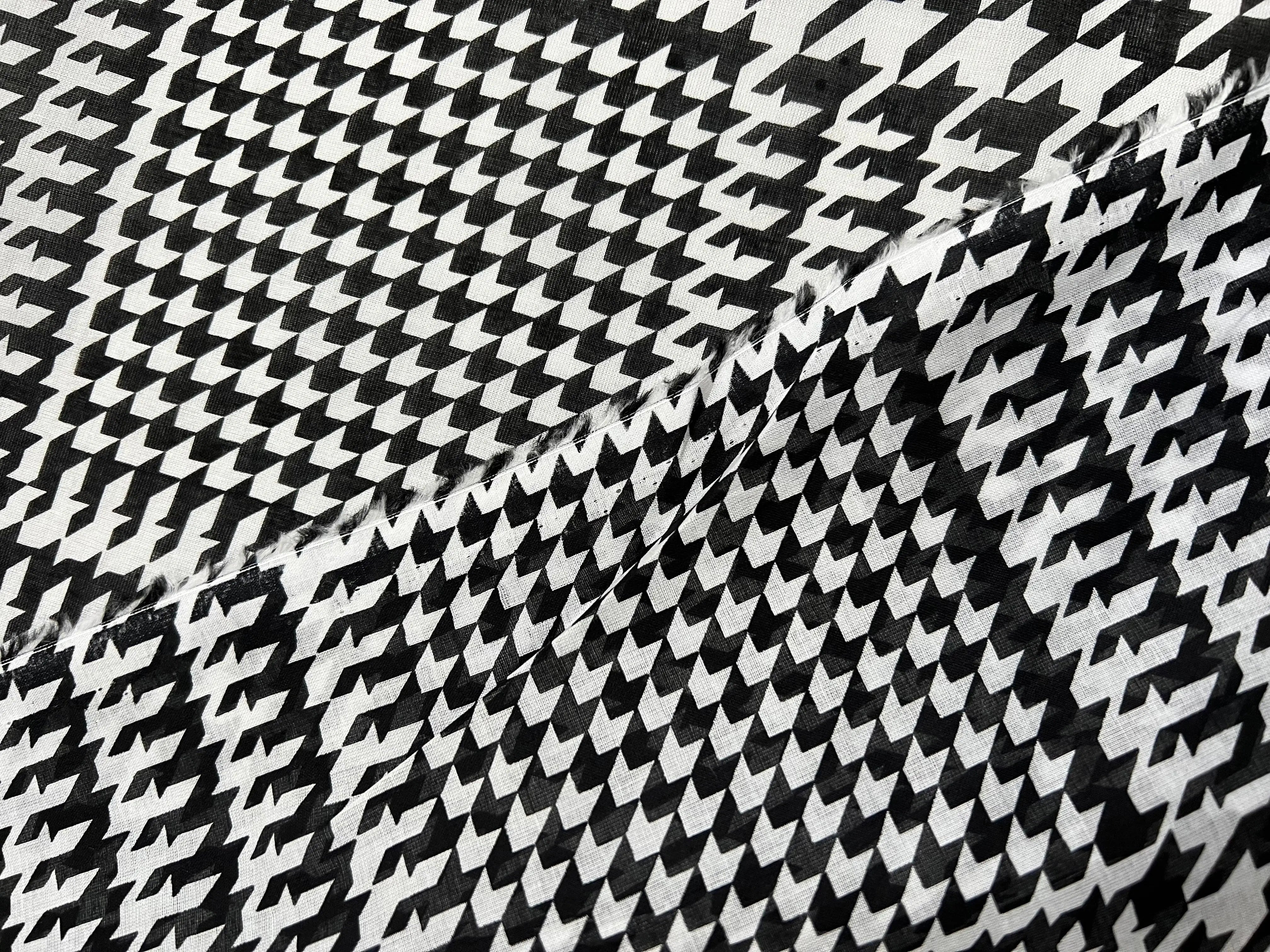 VOILE 100% COTON PEIGNÉ PIED DE COQ EN PRINCE DE GALLES NOIR ET BLANC - My Little Coupon - tissu - coudre