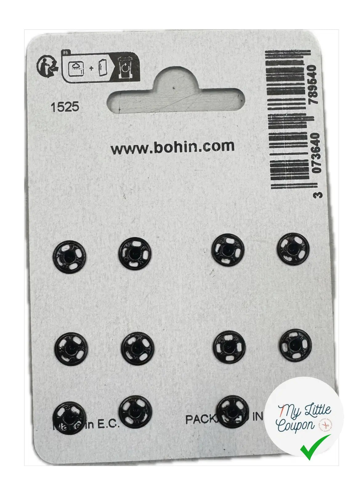 12 PRESSIONS À COUDRE 7MM - NOIR - My Little Coupon