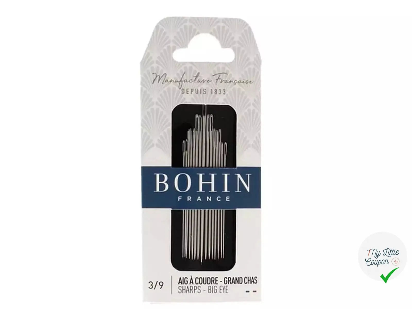 ASSORTIMENT D'AIGUILLES A COUDRE LONGUES N°3 A 9 "GRAND CHAS" MLC INTERN