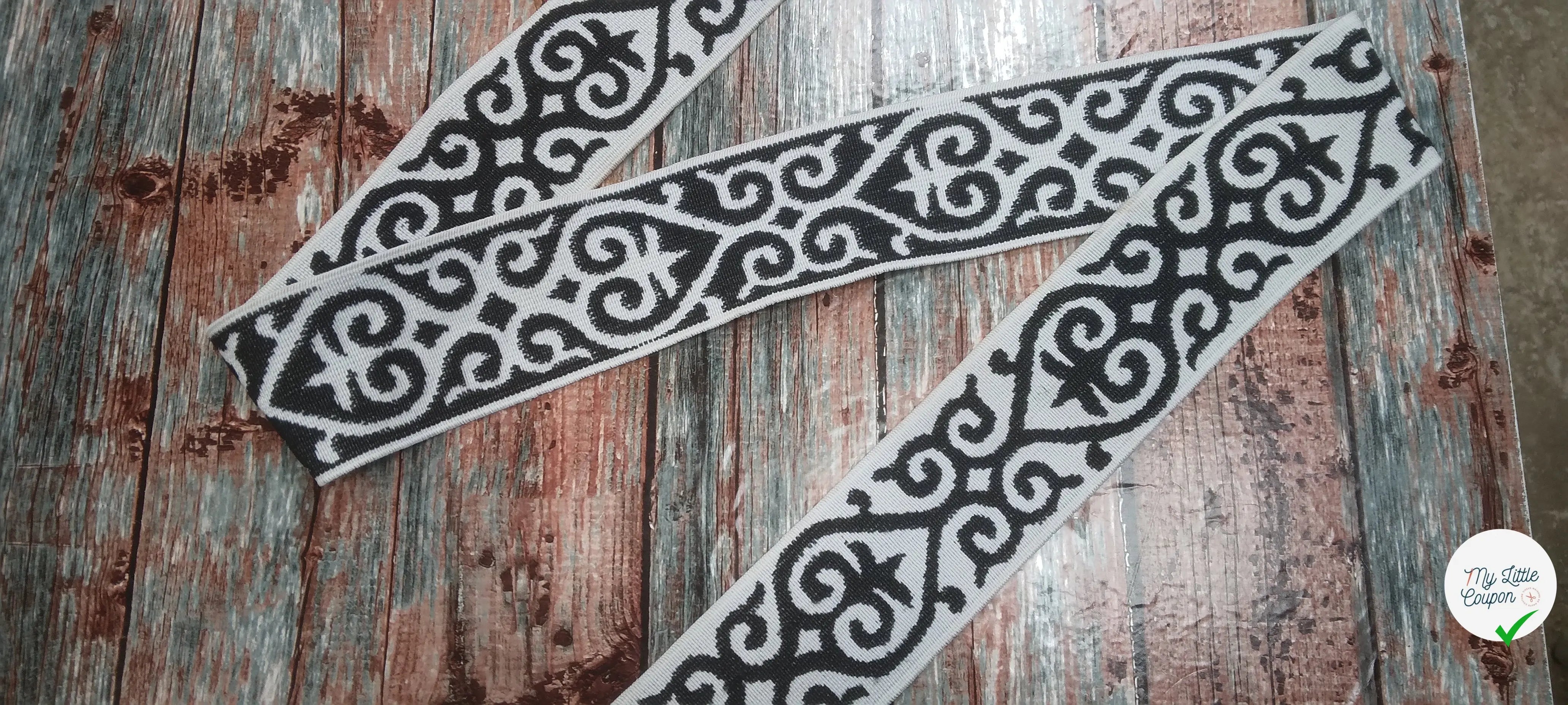 BANDE ÉLASTIQUE TISÉE BAROQUE NOIR - My Little Coupon