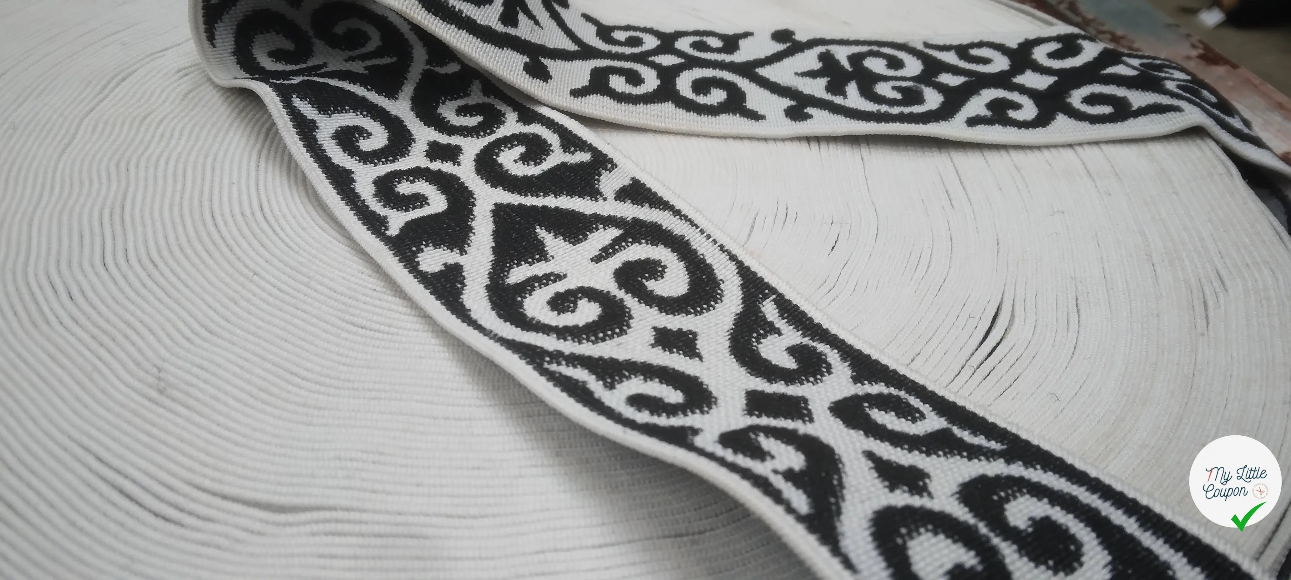 BANDE ÉLASTIQUE TISÉE BAROQUE NOIR - My Little Coupon