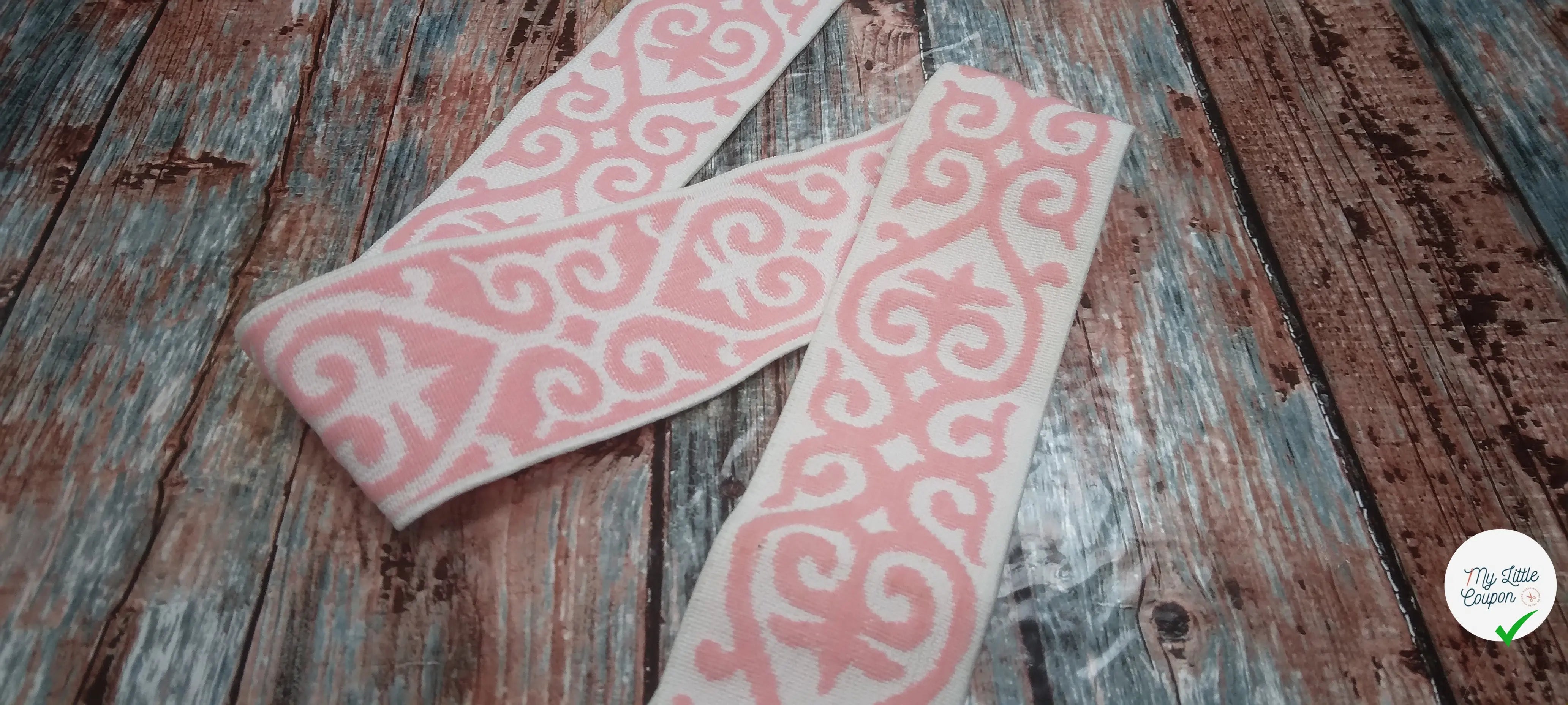 BANDE ÉLASTIQUE TISÉE BAROQUE ROSE - My Little Coupon