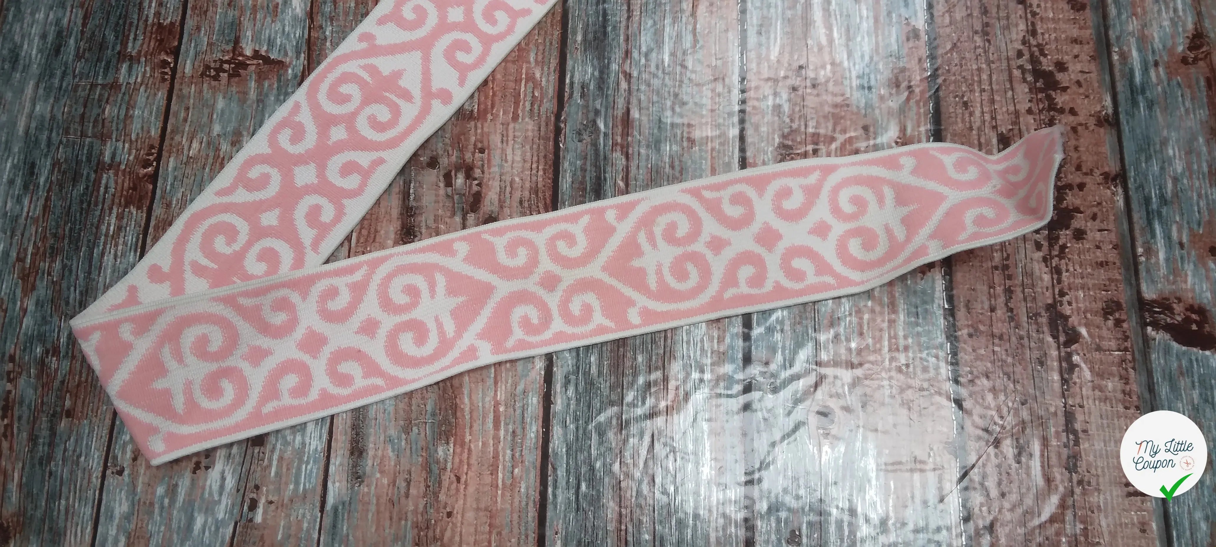 BANDE ÉLASTIQUE TISÉE BAROQUE ROSE - My Little Coupon