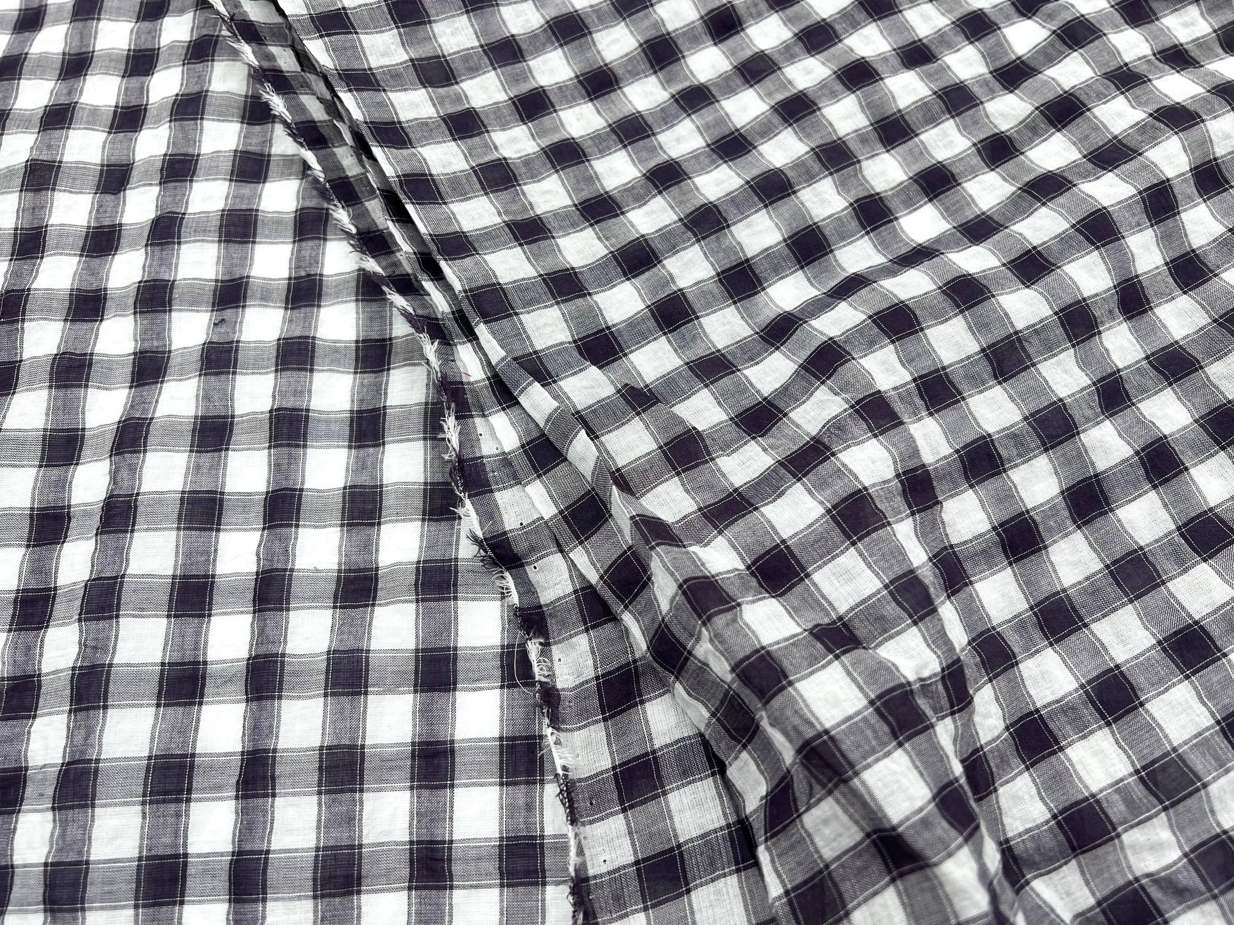 BATISTE CLOQUÉE TISSÉ TEINT CARREAUX BRUNS - My Little Coupon - tissu - coudre