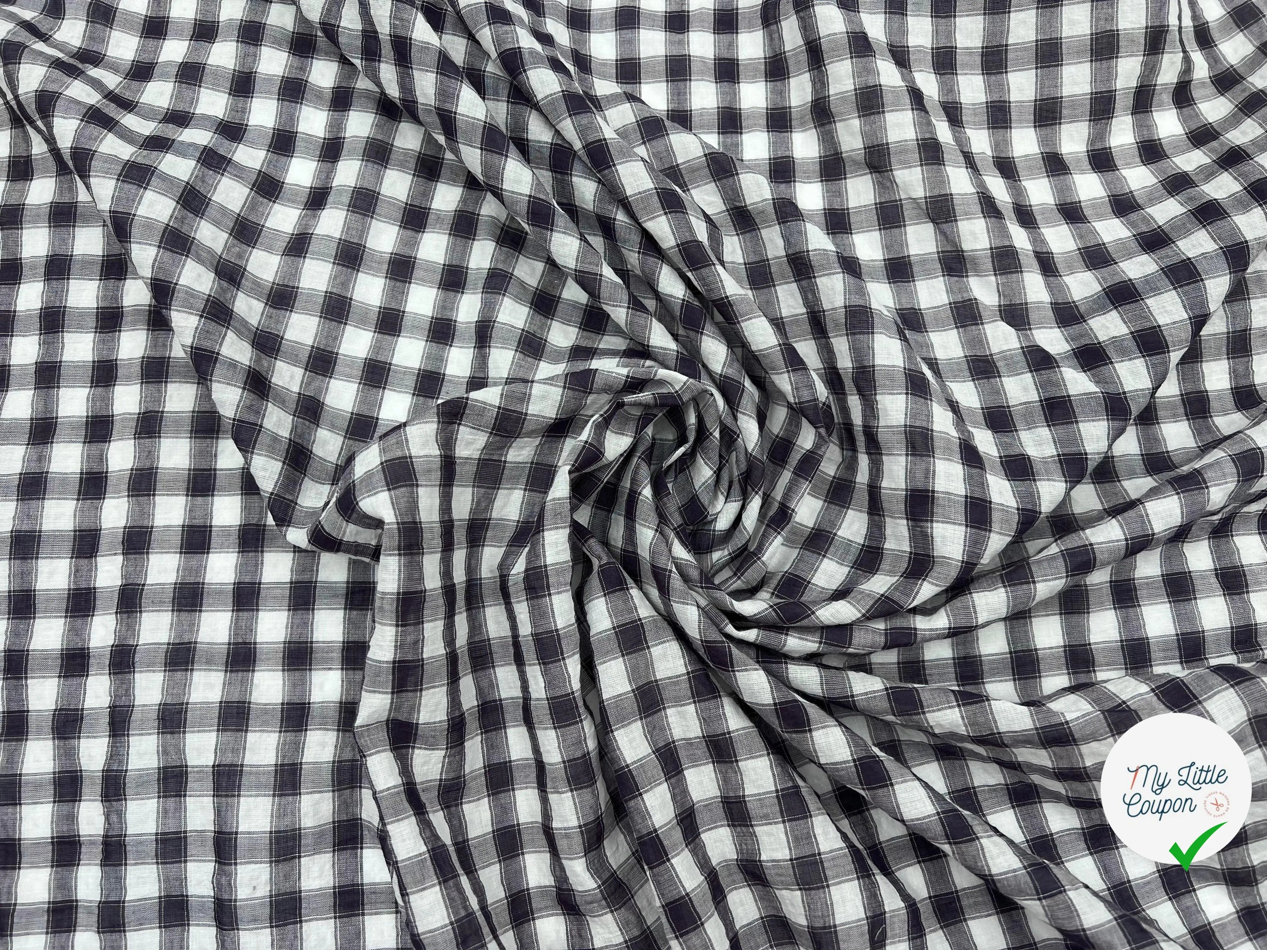 BATISTE CLOQUÉE TISSÉ TEINT CARREAUX BRUNS - My Little Coupon - tissu - coudre