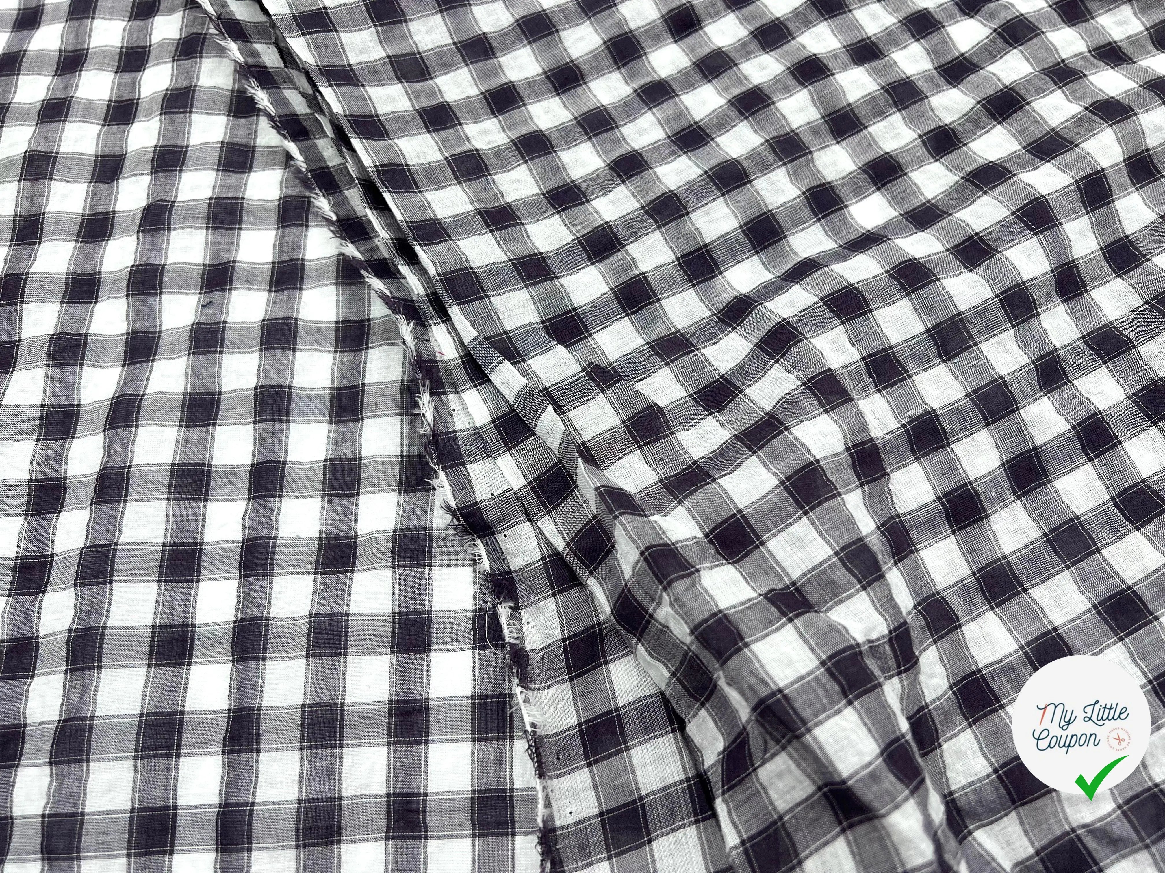 BATISTE CLOQUÉE TISSÉ TEINT CARREAUX BRUNS - My Little Coupon - tissu - coudre