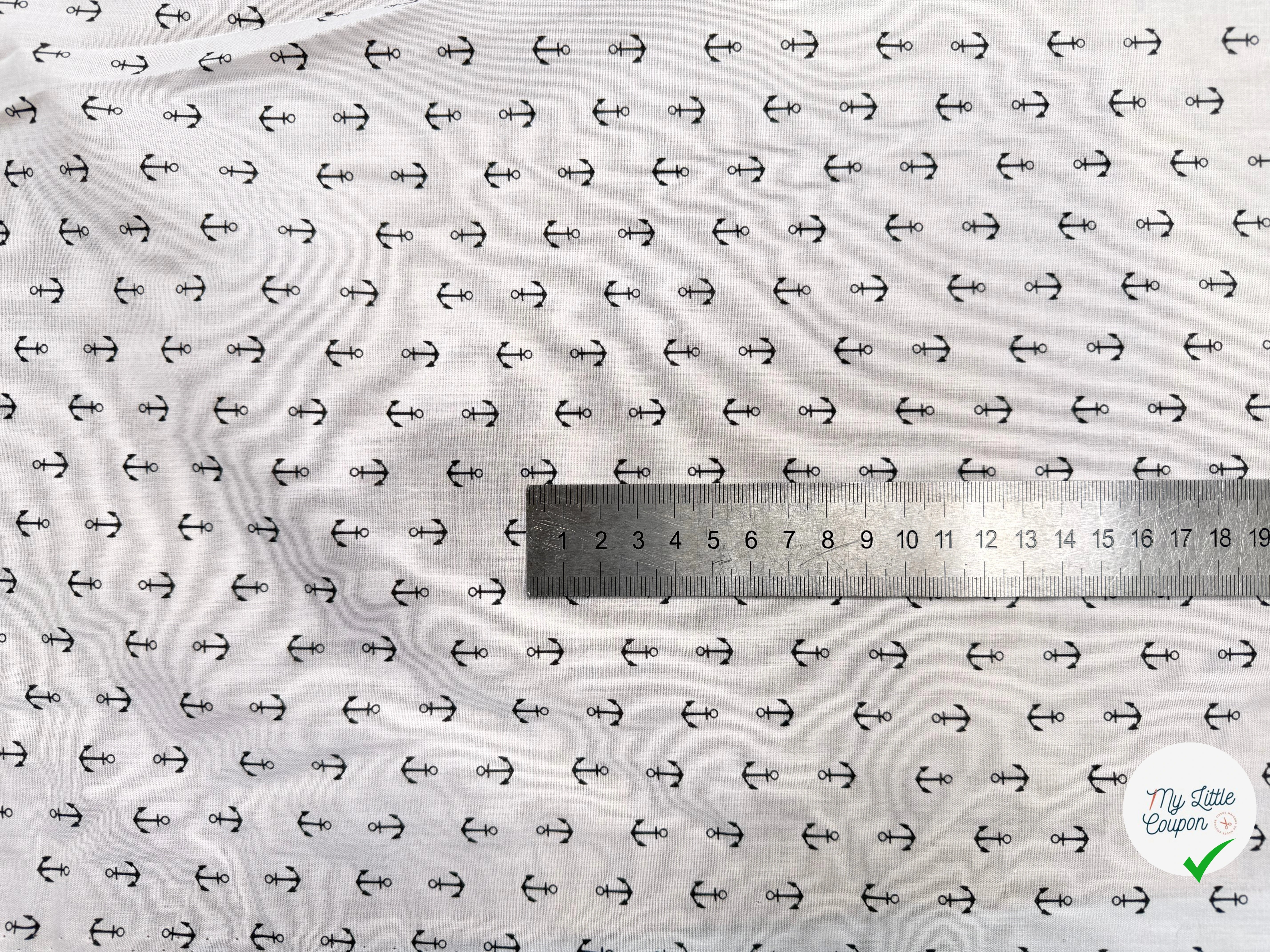 BATISTE DE COTON BLANC MOTIF ANCRES - My Little Coupon