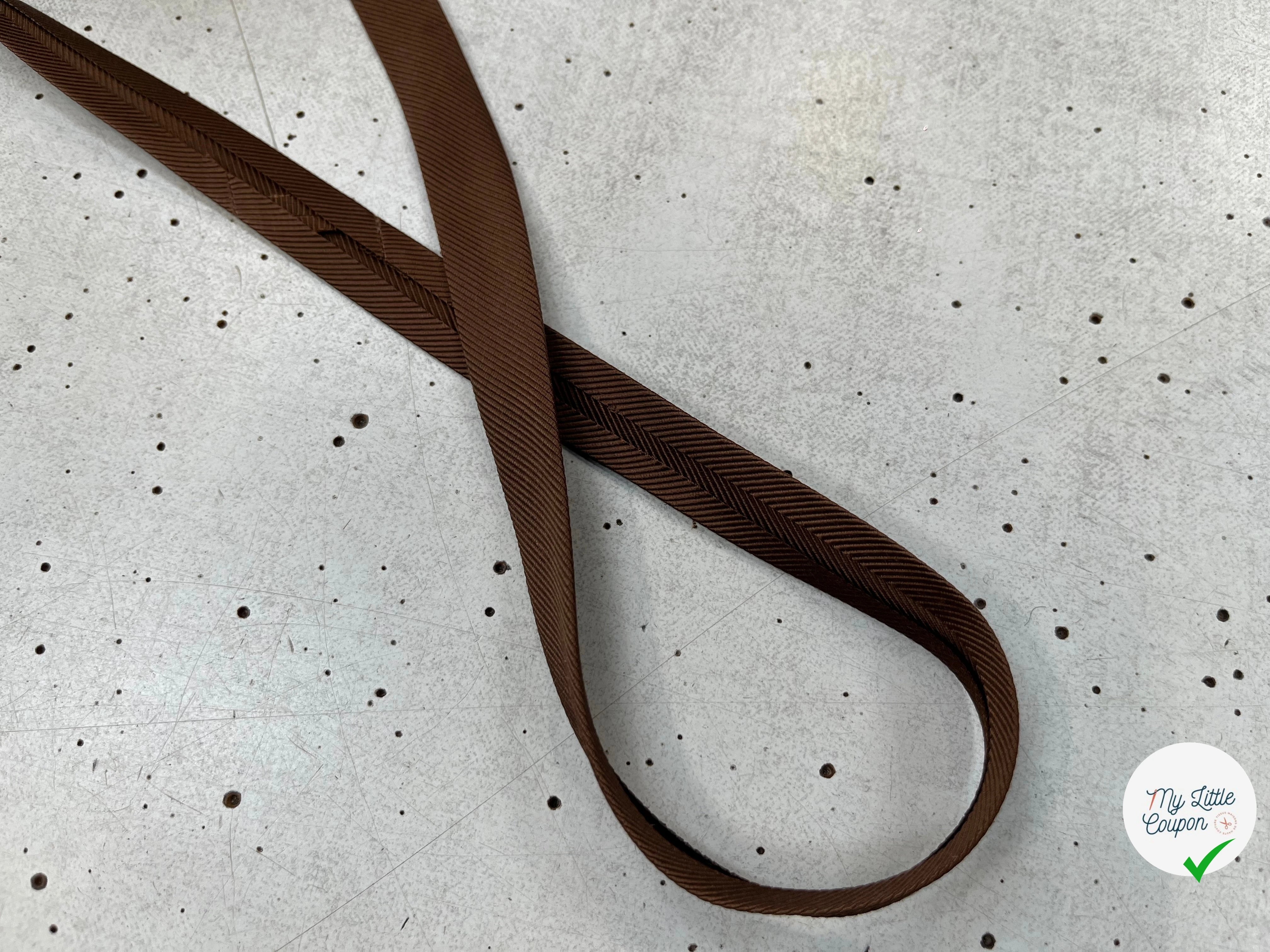 BIAIS MARRON EFFET DRILL 100% viscose 14mm - My Little Coupon