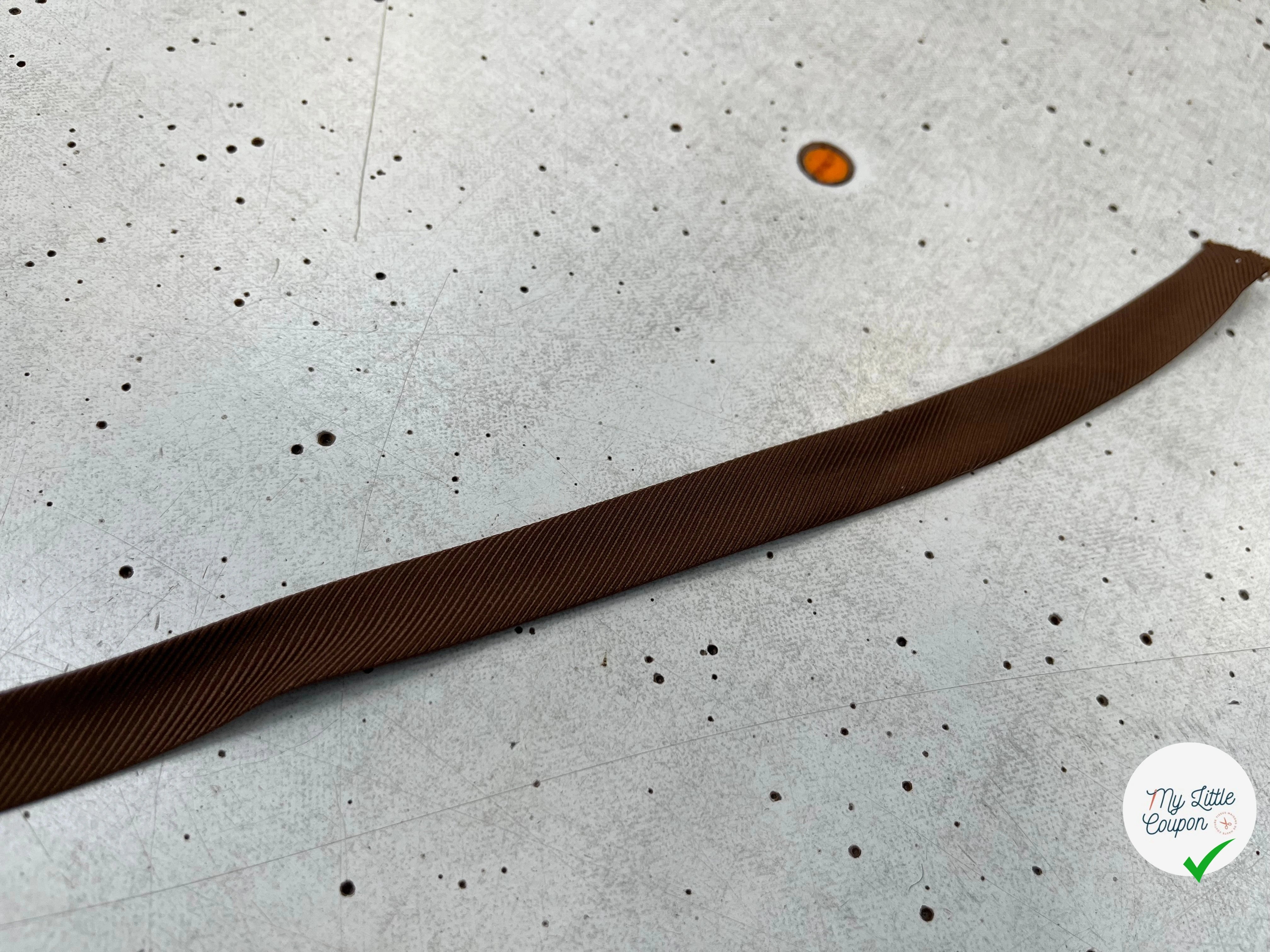BIAIS MARRON EFFET DRILL 100% viscose 14mm - My Little Coupon