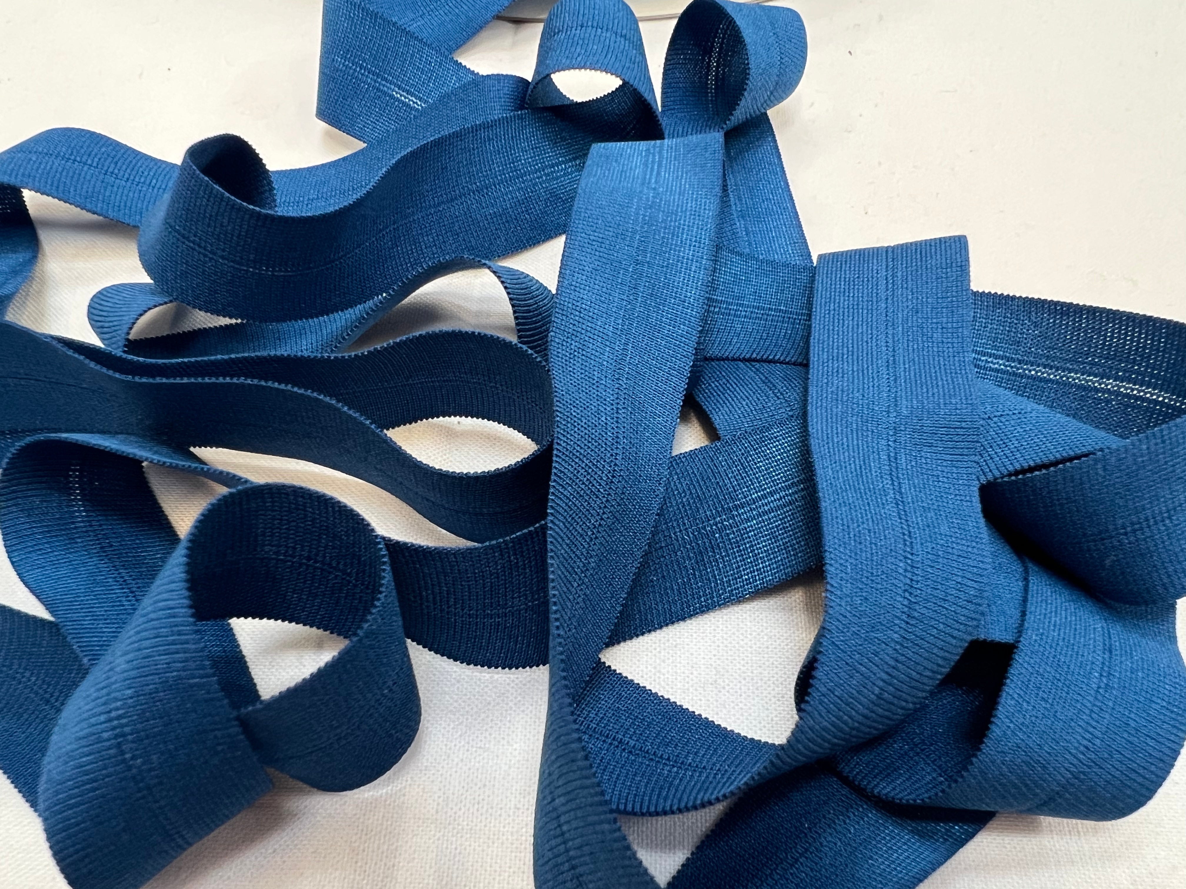 BIAIS PLAT ÉLASTIQUE LINGERIE BLEU CANARD 18mm - My Little Coupon