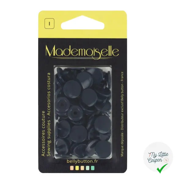 BOÎTE DE 20 BOUTON PRESSION 12,4MM BLEU MARINE - My Little Coupon