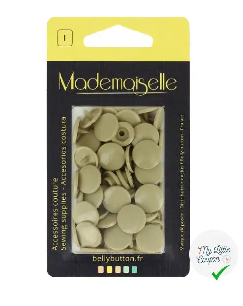 BOÎTE DE 20 BOUTON PRESSION 12,4MM MARRON GRIS - My Little Coupon