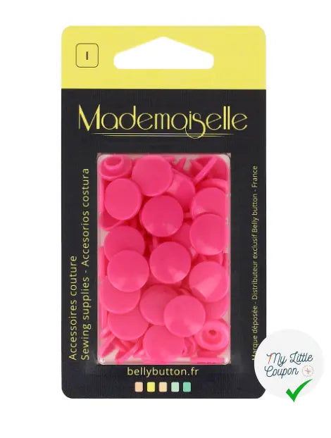 BOÎTE DE 20 BOUTON PRESSION 12,4MM ROSE BARBIE - My Little Coupon