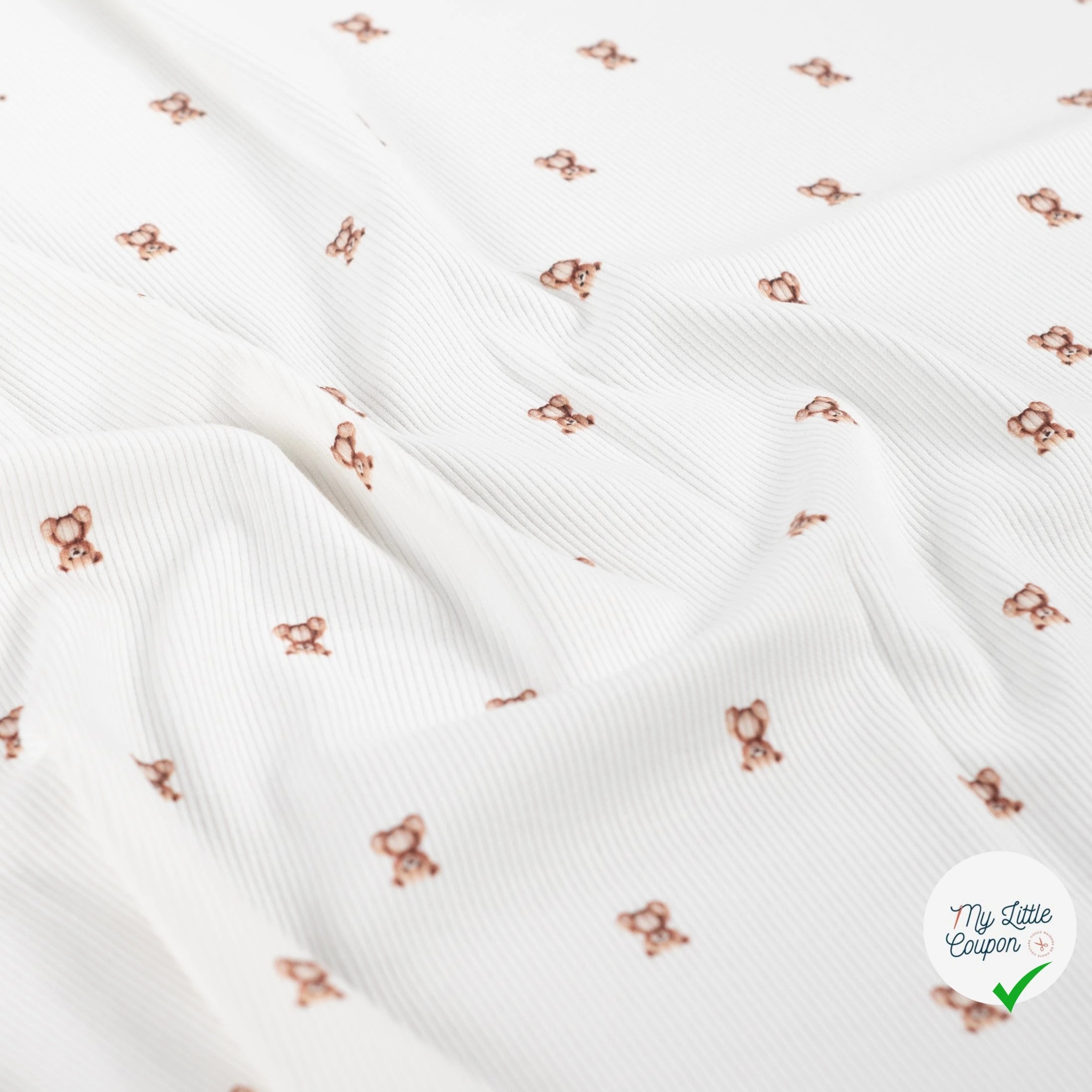 BORD-CÔTE IMPRIMÉ OURS PELUCHE FOND ÉCRU - My Little Coupon