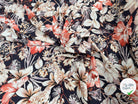BORKEN CREPE TISSU IMPRIMÉ FLEURS BLEU MARINE - My Little Coupon