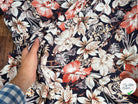 BORKEN CREPE TISSU IMPRIMÉ FLEURS BLEU MARINE - My Little Coupon