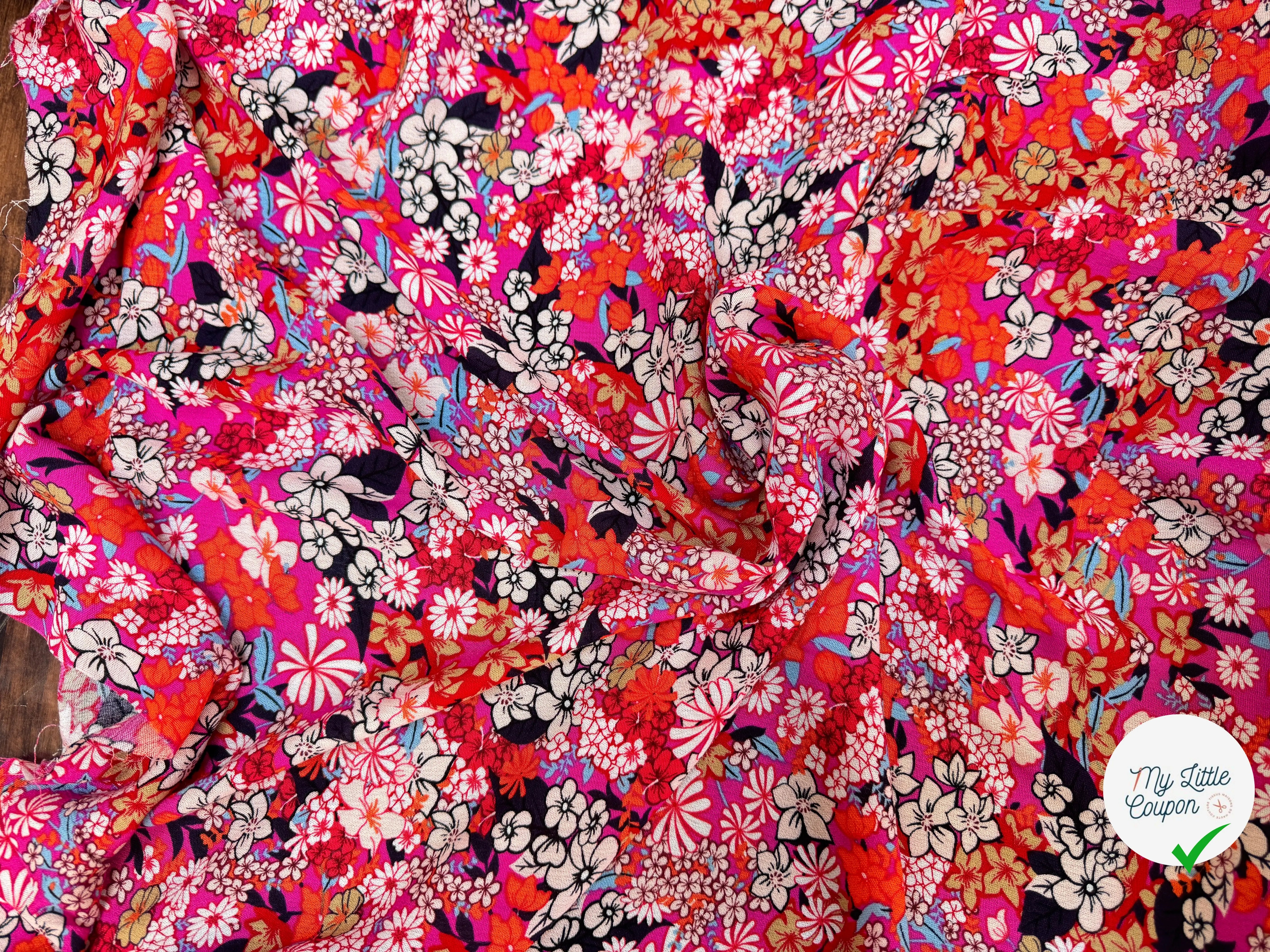BORKEN CREPE TISSU IMPRIMÉ TACHES FUCHSIA - My Little Coupon