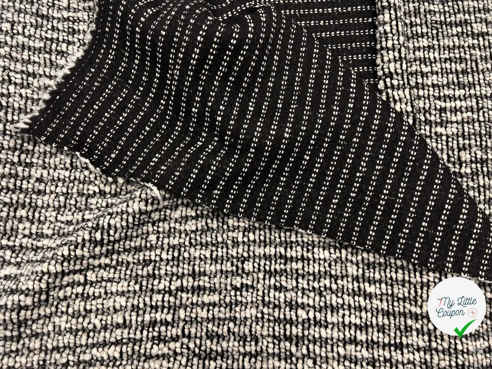 BOUCLETTE CHENILLE CAMAIEU BLANC ET NOIR - My Little Coupon - tissu - coudre