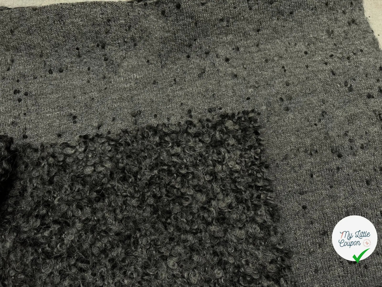 BOUCLETTE CHINÉE GRIS ET NOIR FAÇON TRICOT - My Little Coupon - tissu - coudre