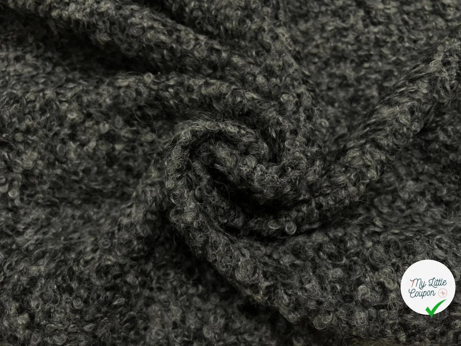 BOUCLETTE CHINÉE GRIS ET NOIR FAÇON TRICOT - My Little Coupon - tissu - coudre