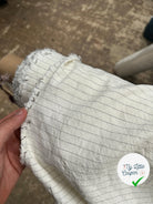 BOURRETTE DE COTON BLANC CASSÉ FINES RAYURES POINTILLÉS NOIRES - My Little Coupon - tissu - coudre