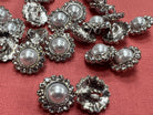 BOUTON ARGENTÉ PERLE ET STRASS (lot de 6) 15mm - My Little Coupon