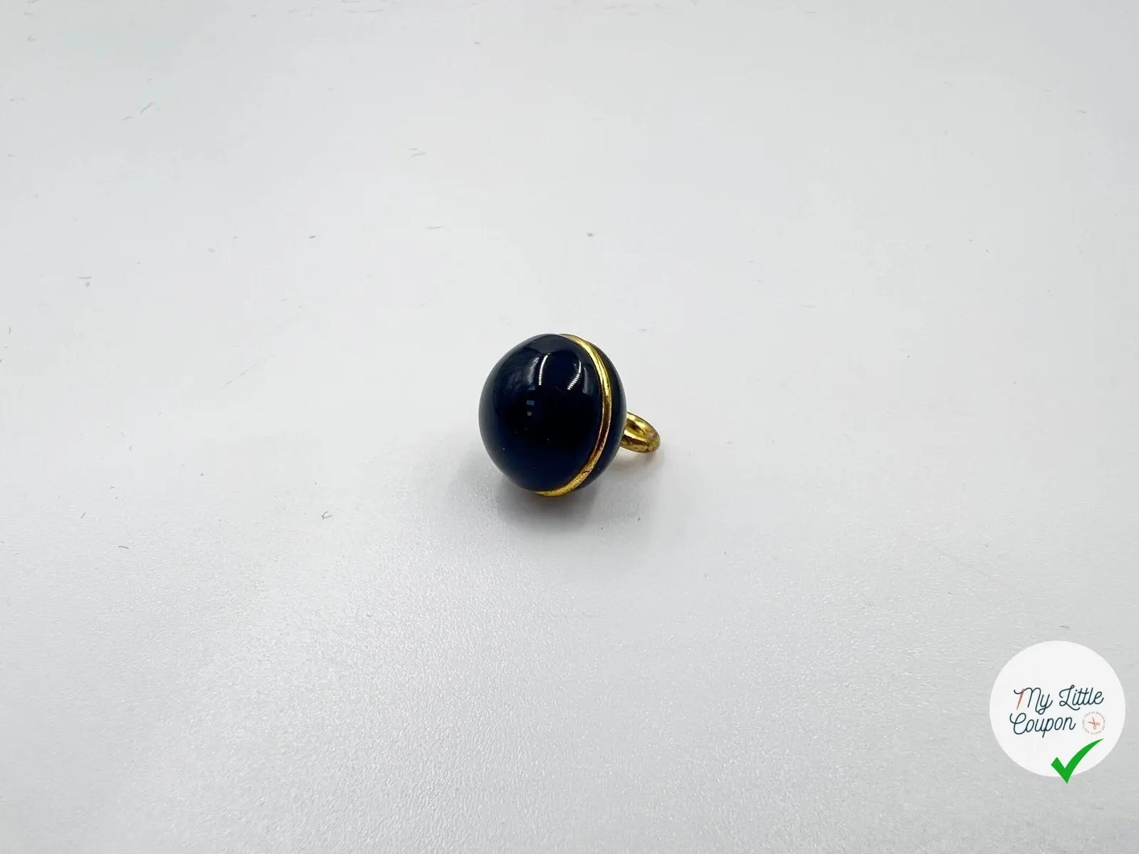 BOUTON MÉTAL PERLE NOIRE DORÉ 10MM - My Little Coupon - tissu - coudre