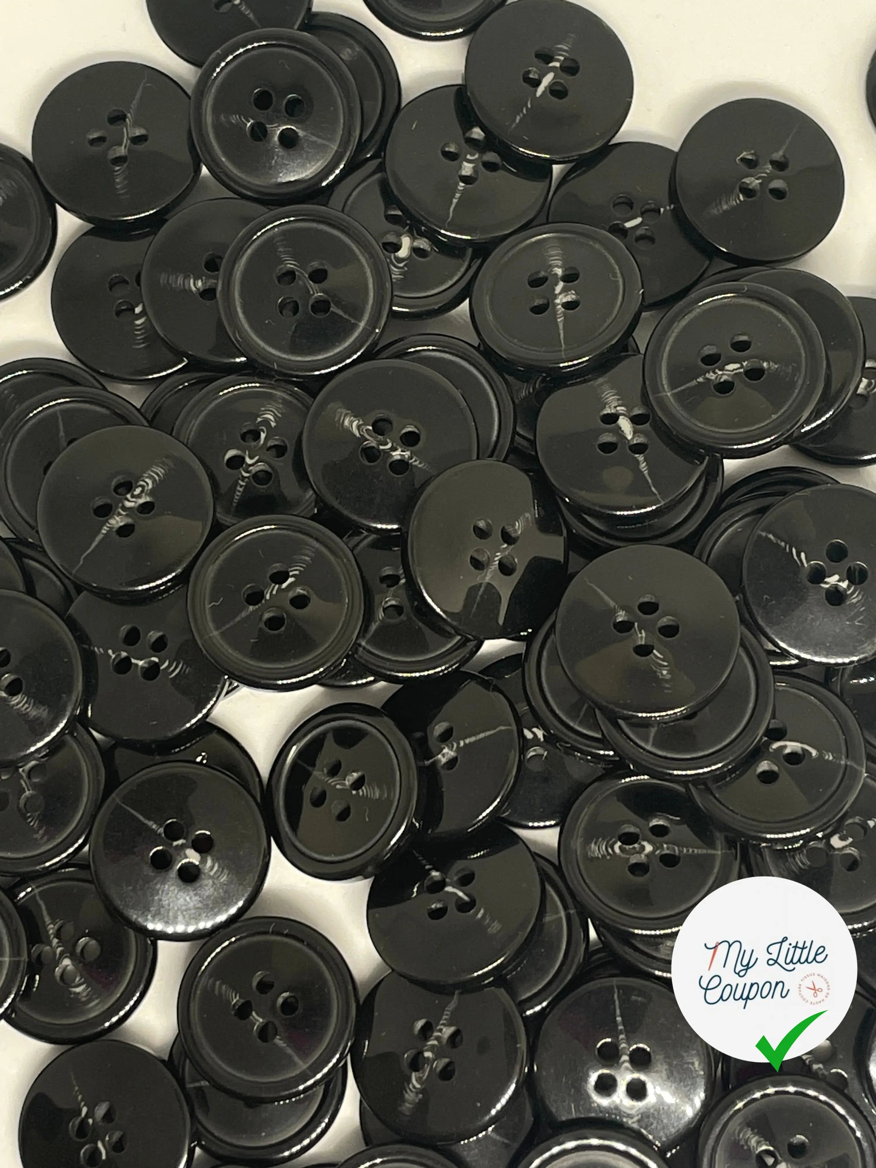 BOUTON NOIR VERNIS 15MM - LOT DE 2 - My Little Coupon