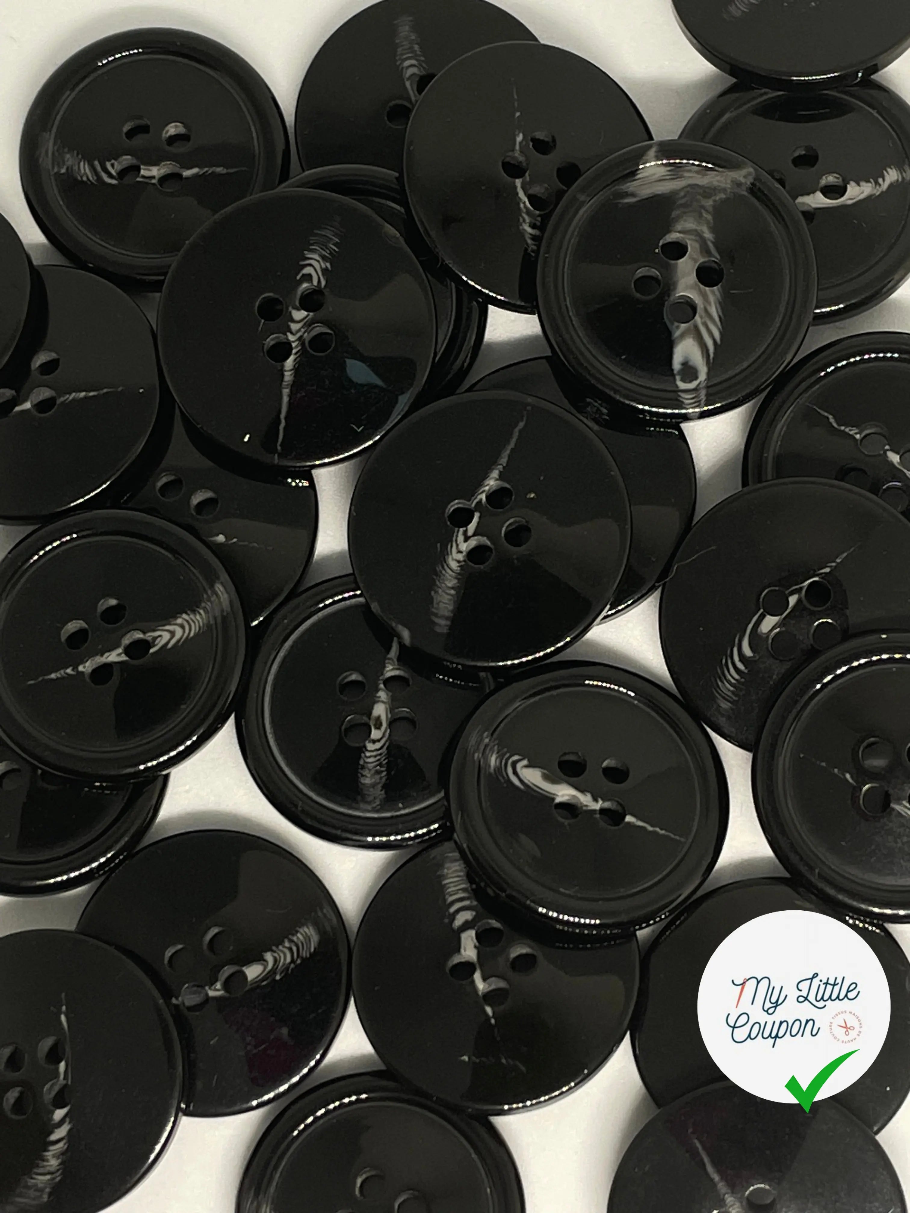 BOUTON NOIR VERNIS 20MM - LOT DE 2 - My Little Coupon