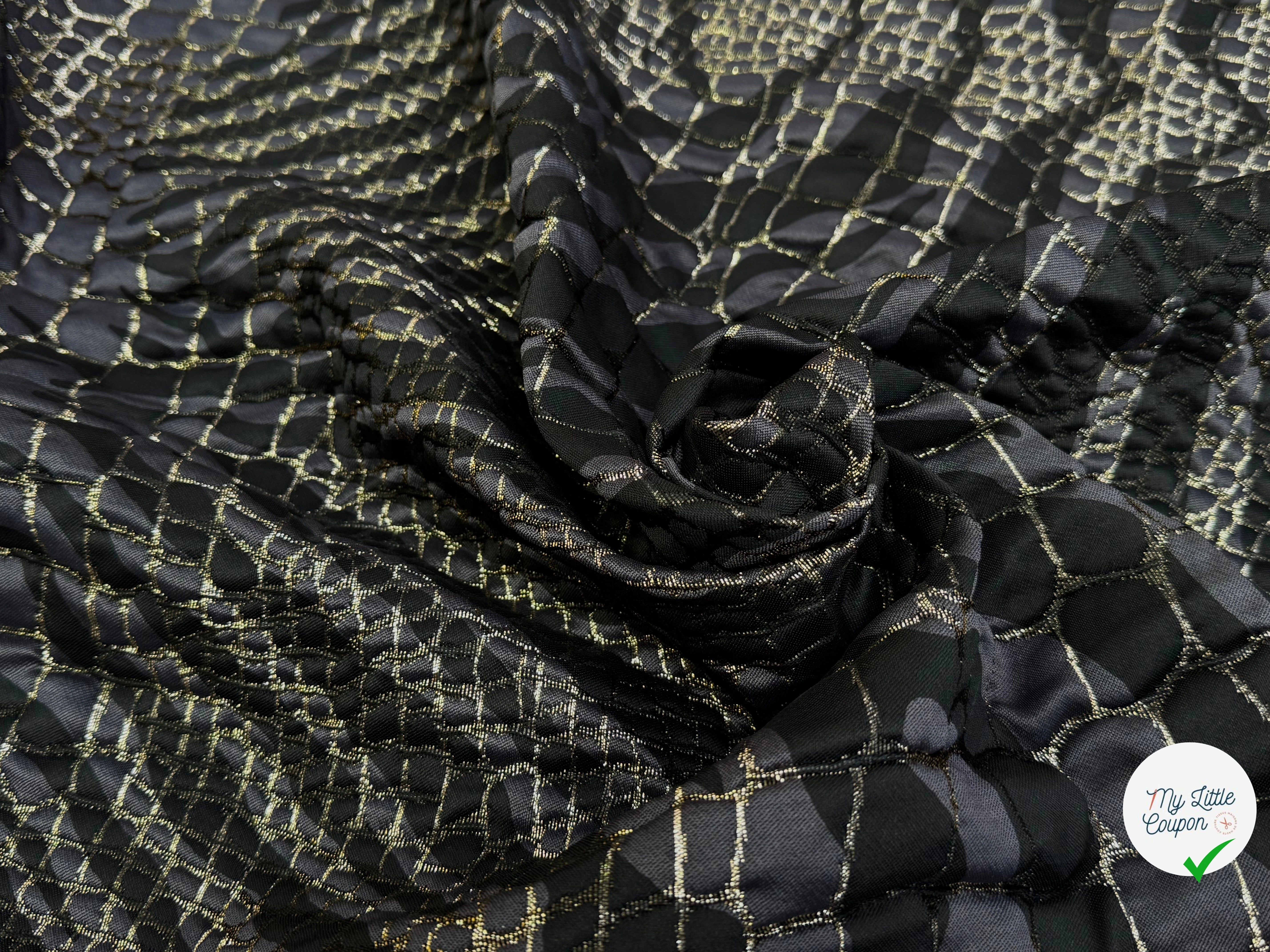 BROCARD EFFET CROCODILE NOIR ET DORÉ - My Little Coupon