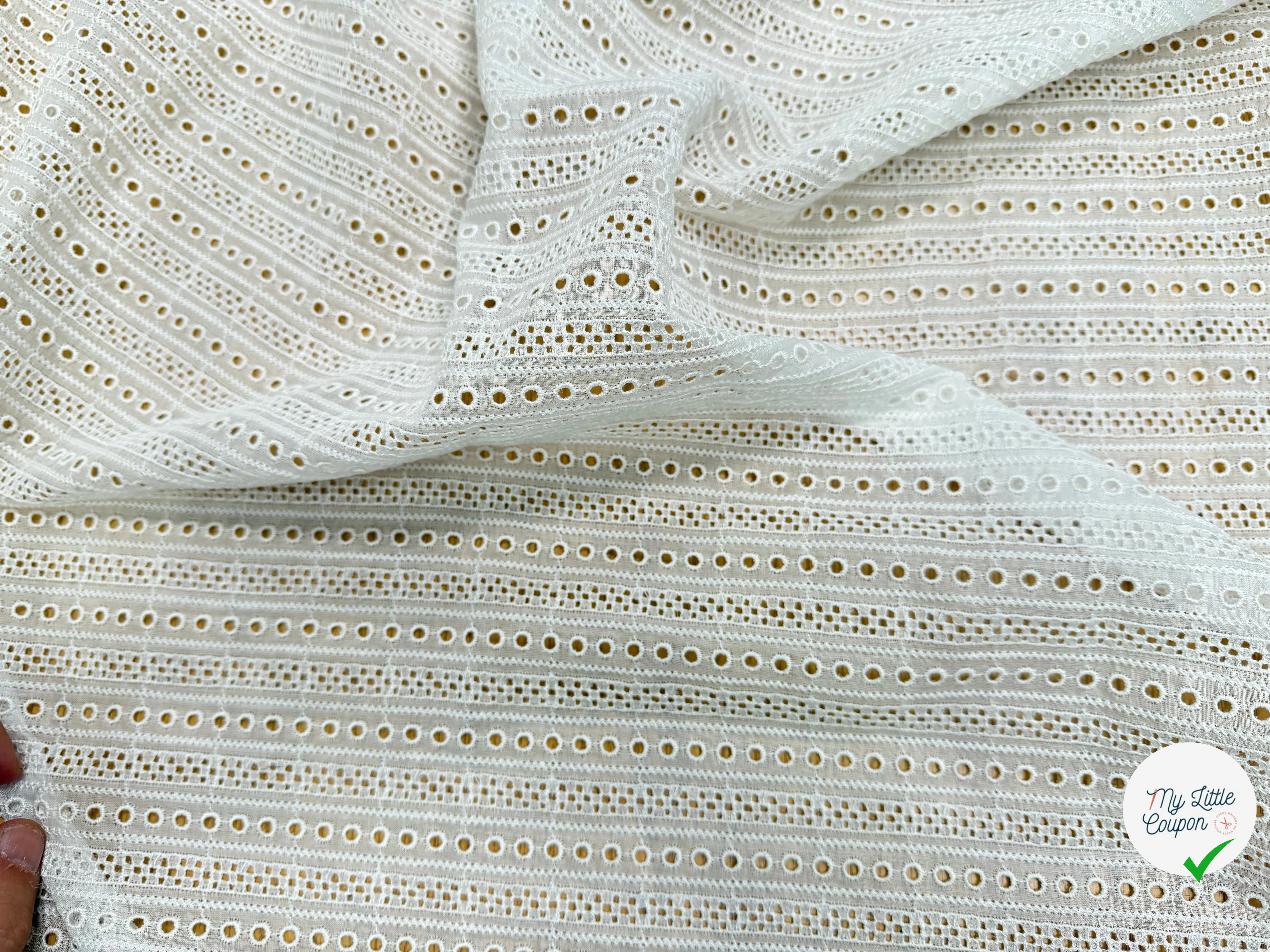 BRODERIE ANGLAISE 100% COTON CIRCULAIRE BLANCHE - My Little Coupon