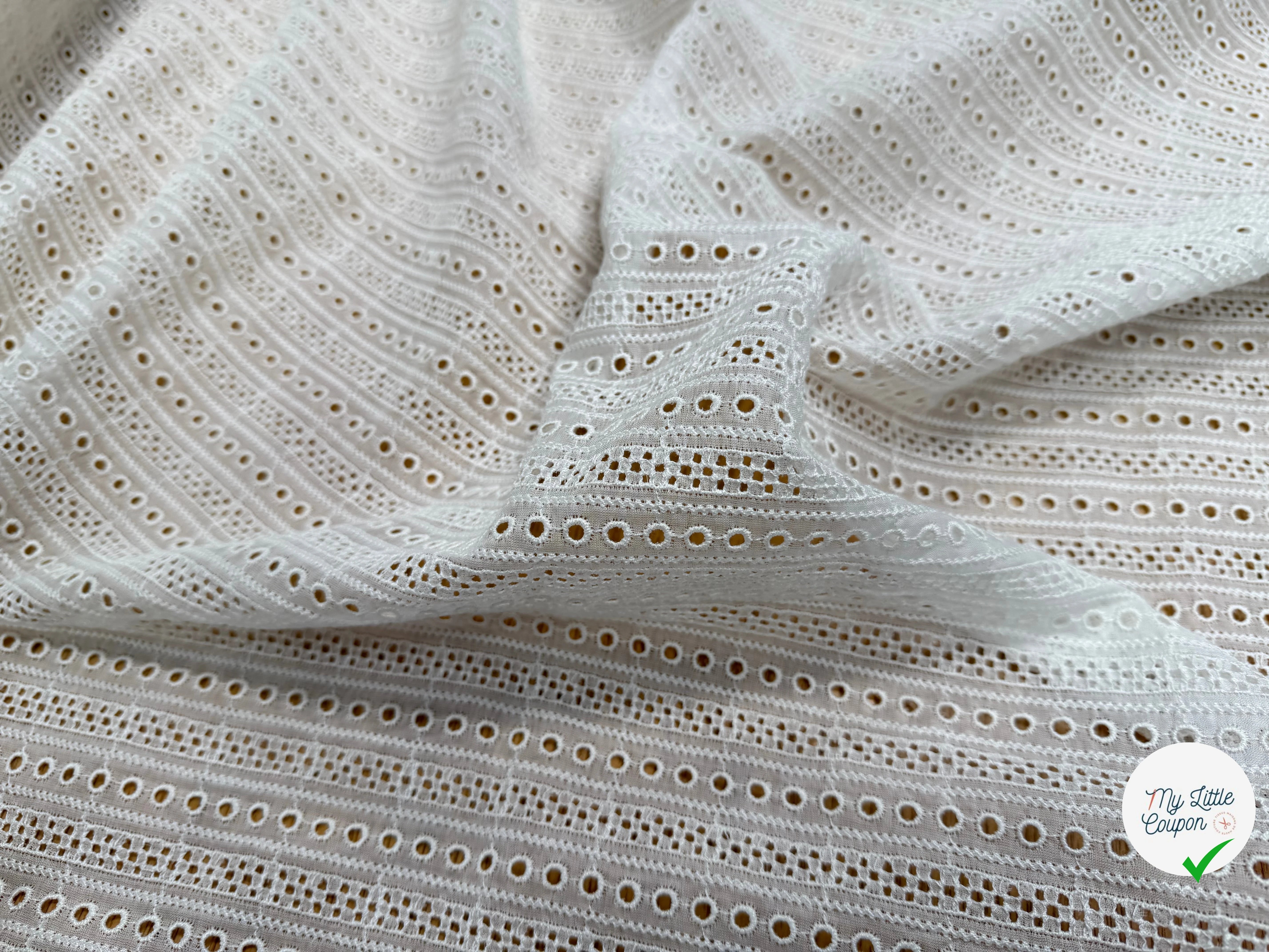 BRODERIE ANGLAISE 100% COTON CIRCULAIRE BLANCHE - My Little Coupon