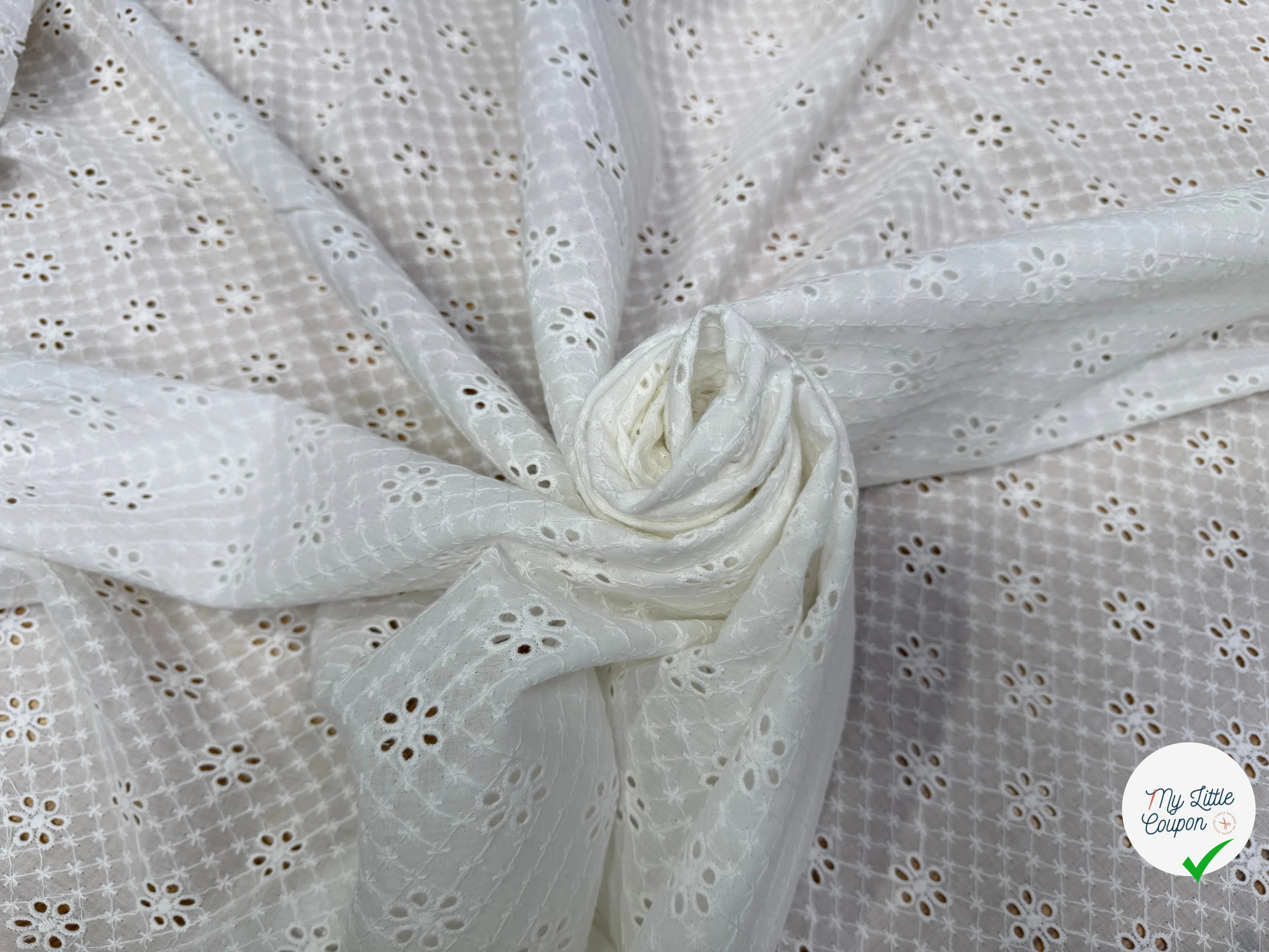 BRODERIE ANGLAISE BLANC COTON - My Little Coupon