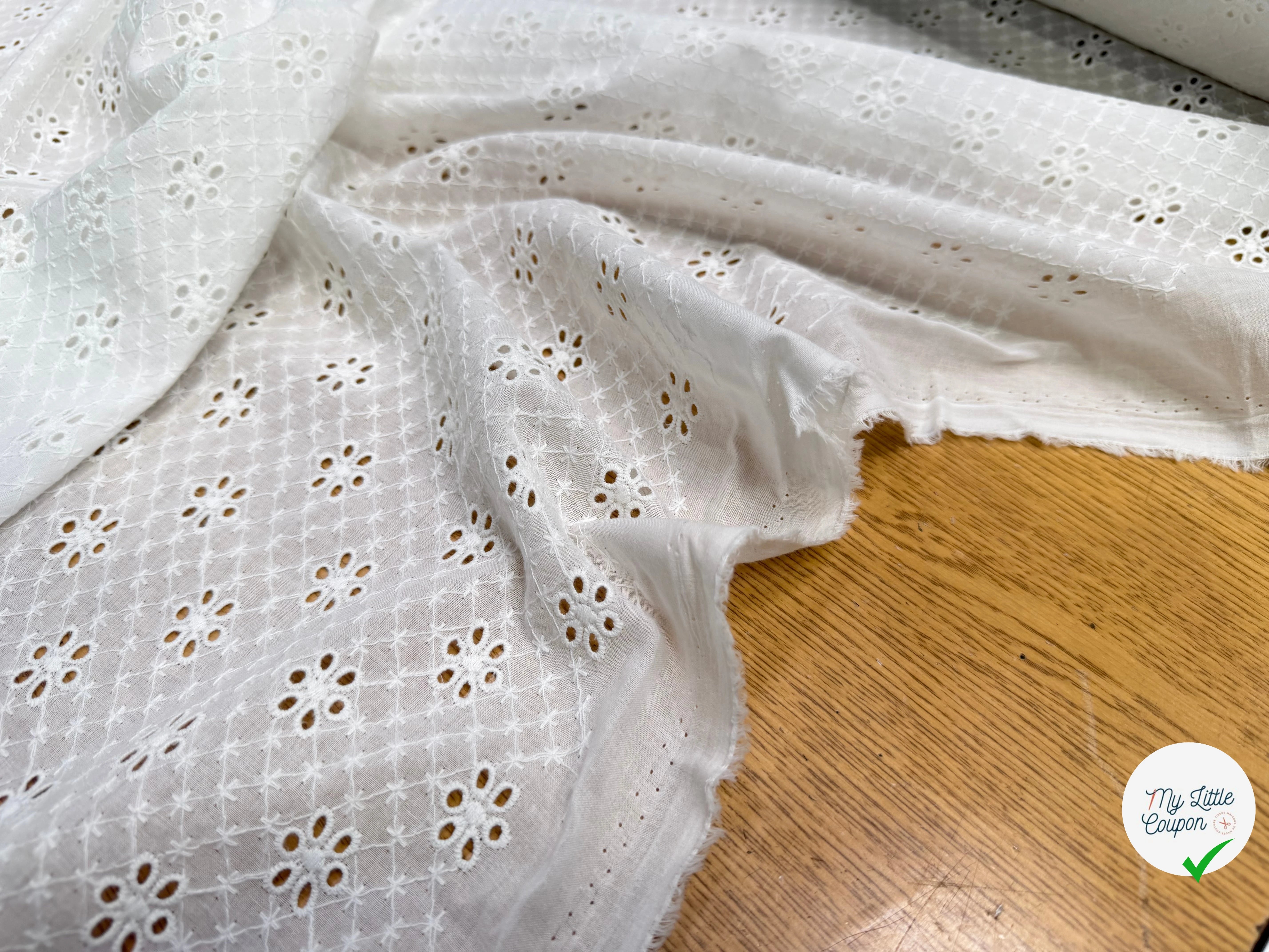 BRODERIE ANGLAISE BLANC COTON - My Little Coupon