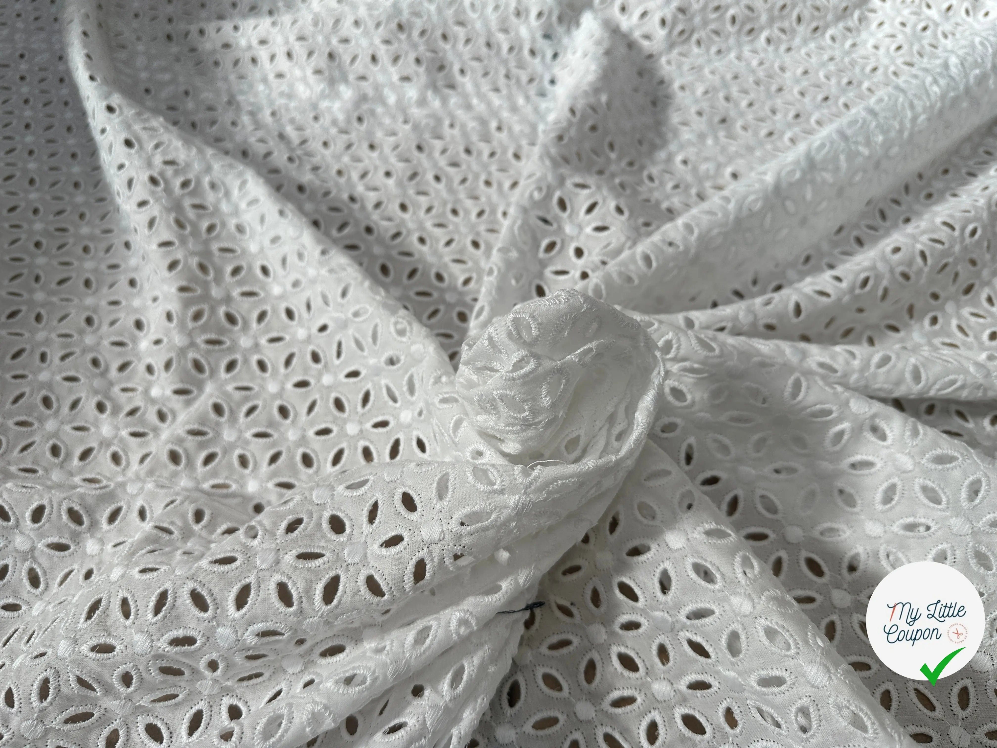BRODERIE ANGLAISE COTON D'UN BLANC ECLATANT - My Little Coupon