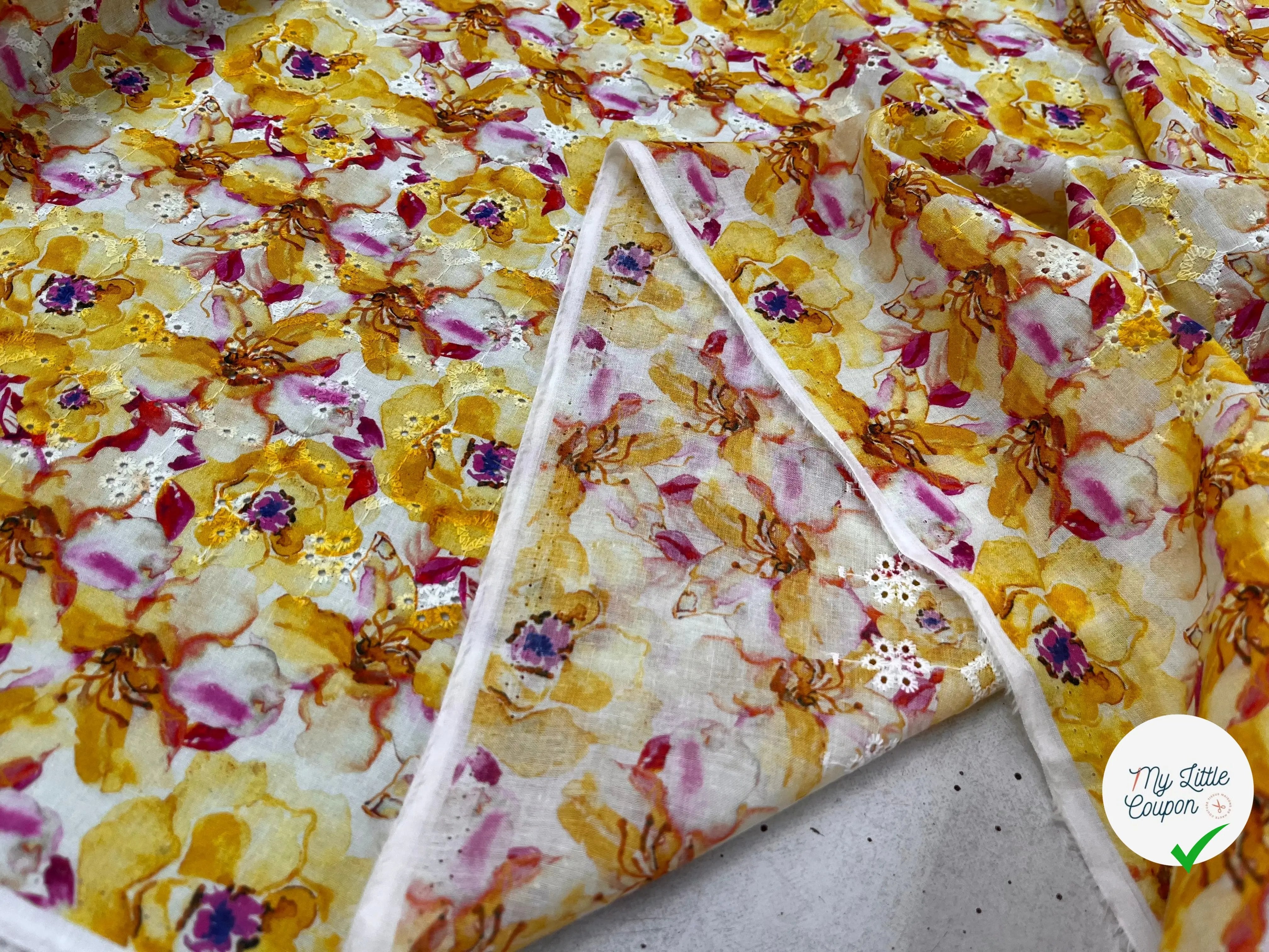 BRODERIE COTON BRODÉ DIGITAL FLOWER JAUNE - My Little Coupon