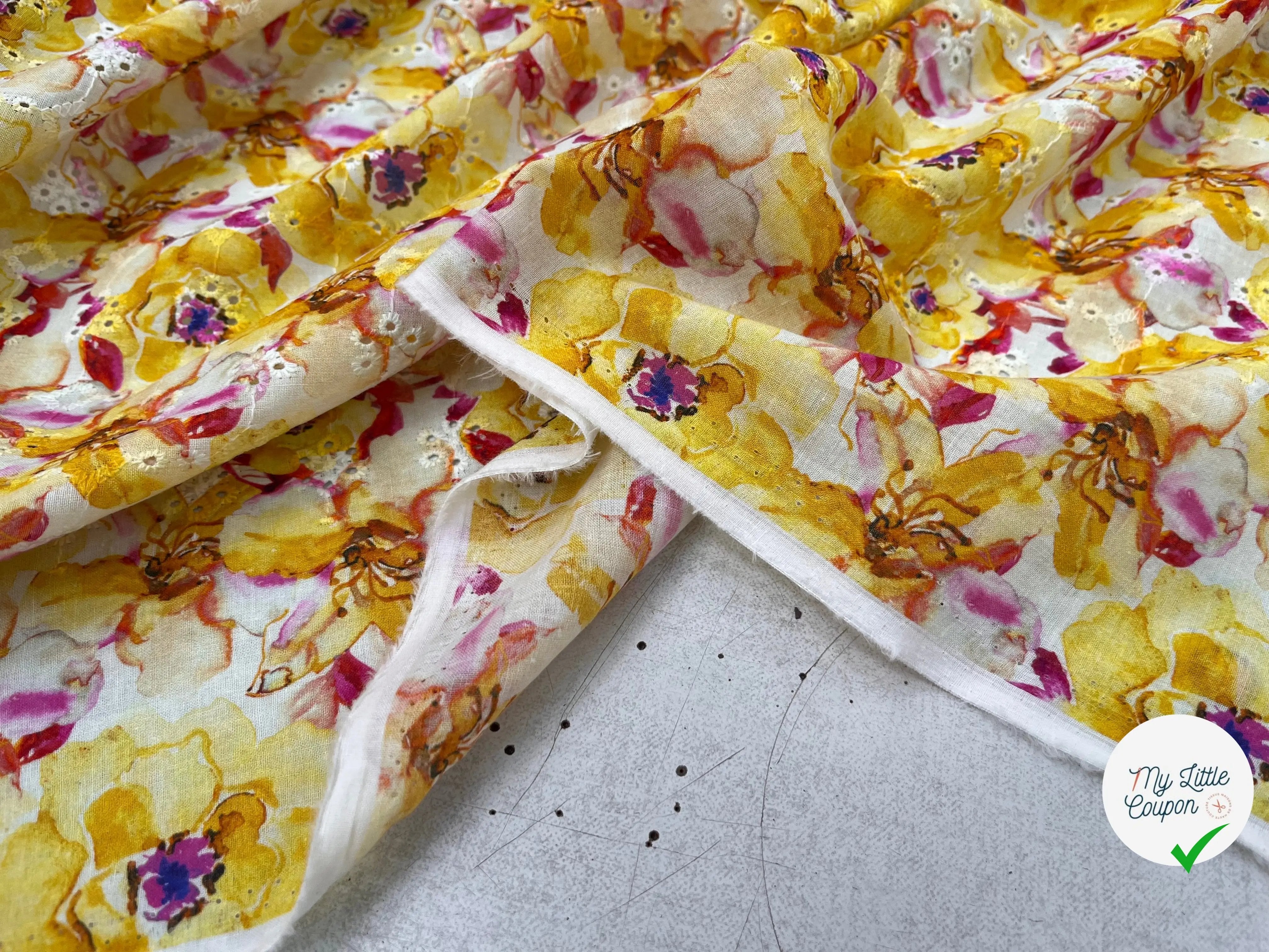 BRODERIE COTON BRODÉ DIGITAL FLOWER JAUNE - My Little Coupon